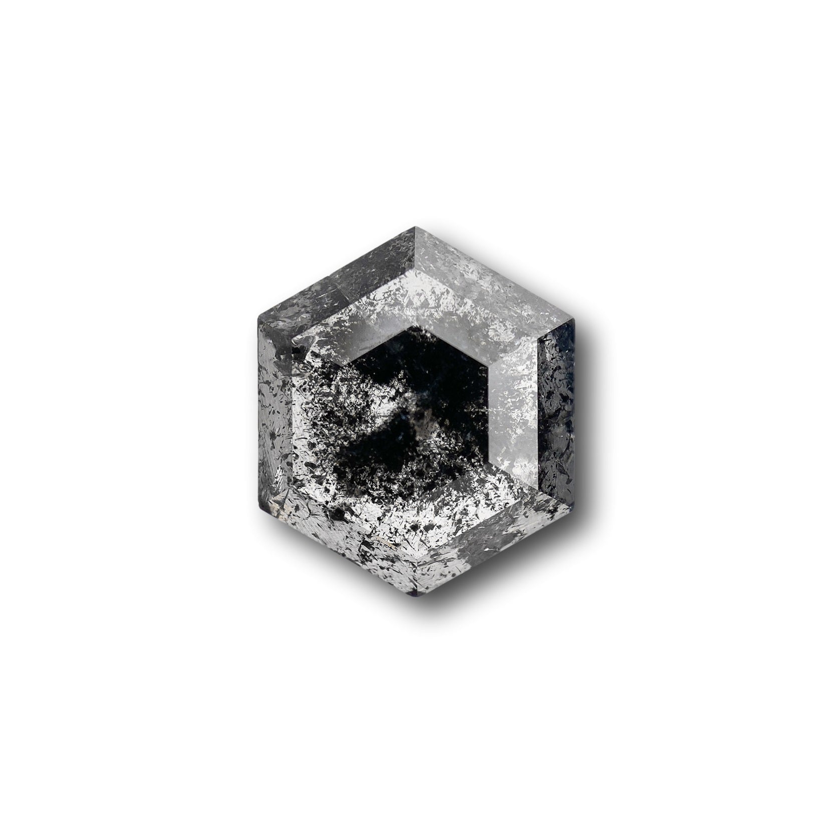 3.73ct | Salt & Pepper Hexagon Shape Step Cut Diamond