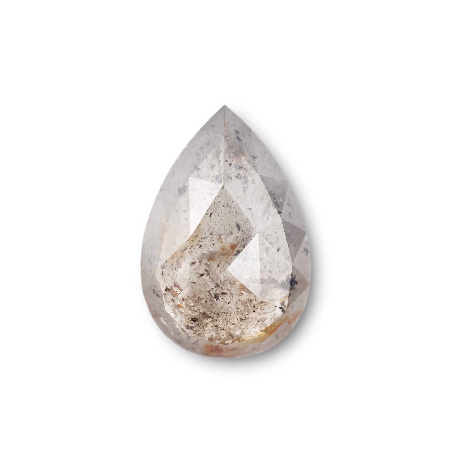 6.46ct | Rustic Orangey Gray Pear Shape Brilliant Cut Diamond
