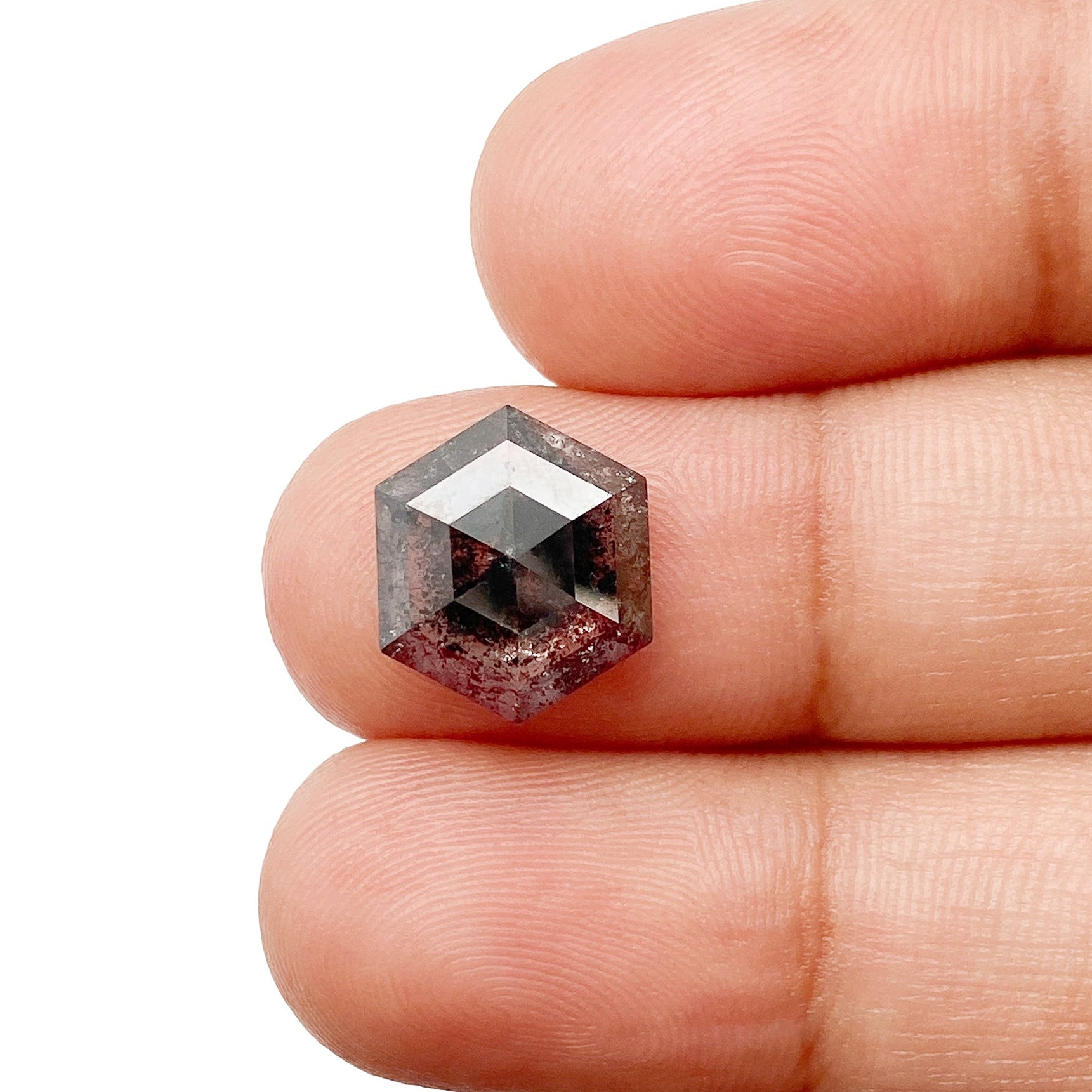 3.73ct | Salt & Pepper Hexagon Shape Step Cut Diamond