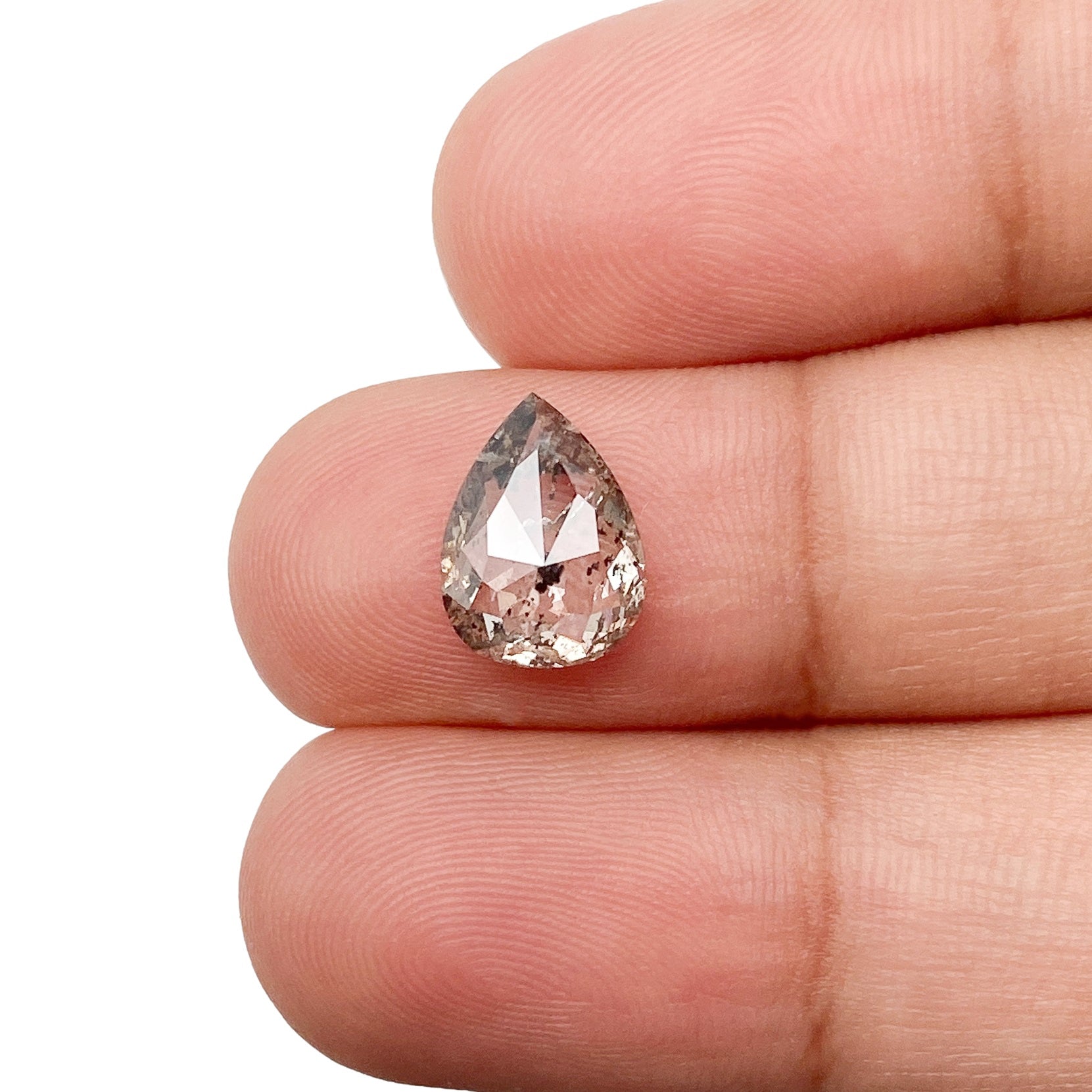 2.05ct | Salt & Pepper Pear Shape Rose Cut Diamond