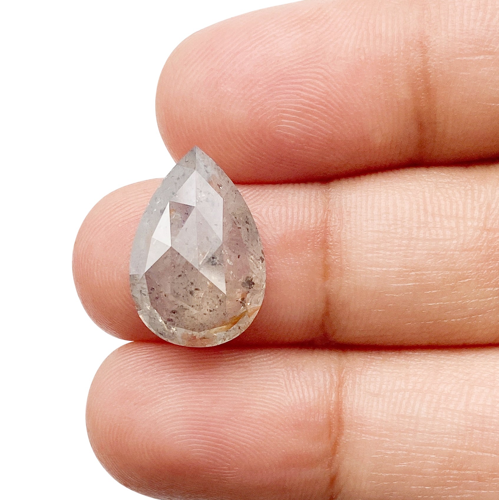 6.46ct | Rustic Orangey Gray Pear Shape Brilliant Cut Diamond