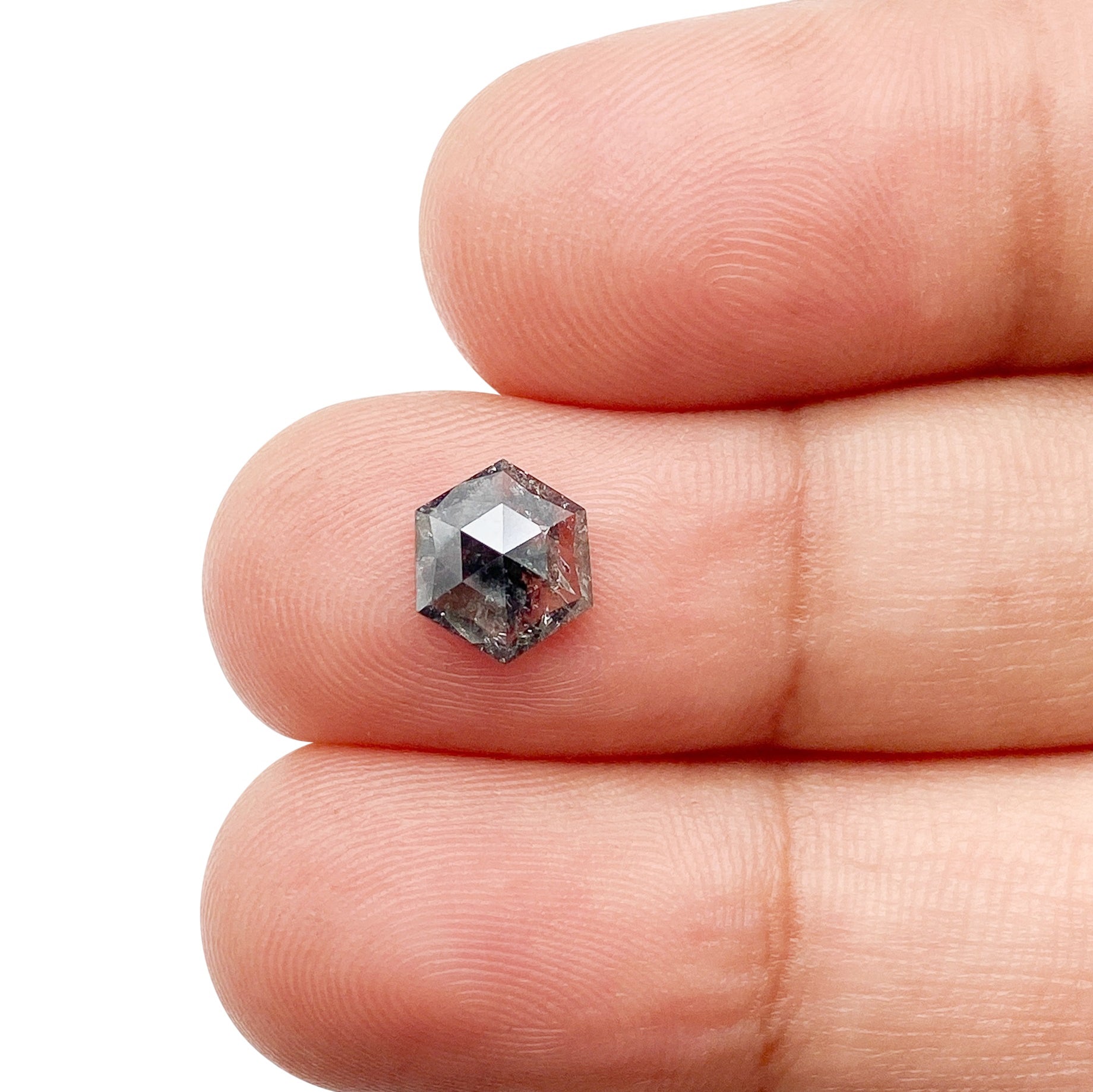 0.88ct | Salt & Pepper Hexagon Shape Rose Cut Diamond