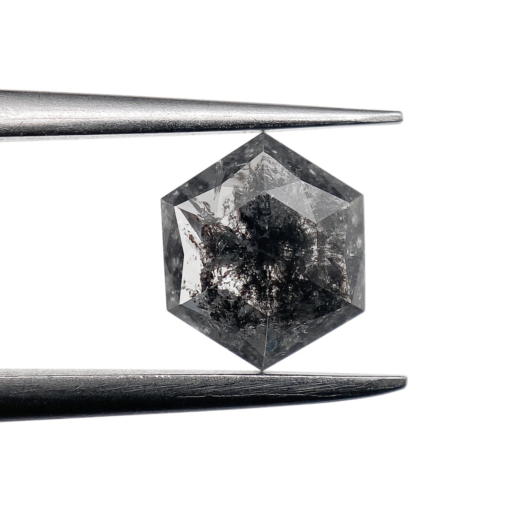 0.88ct | Salt & Pepper Hexagon Shape Rose Cut Diamond