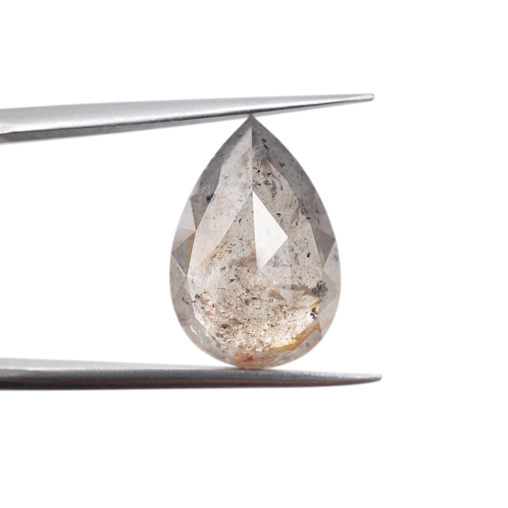 6.46ct | Rustic Orangey Gray Pear Shape Brilliant Cut Diamond