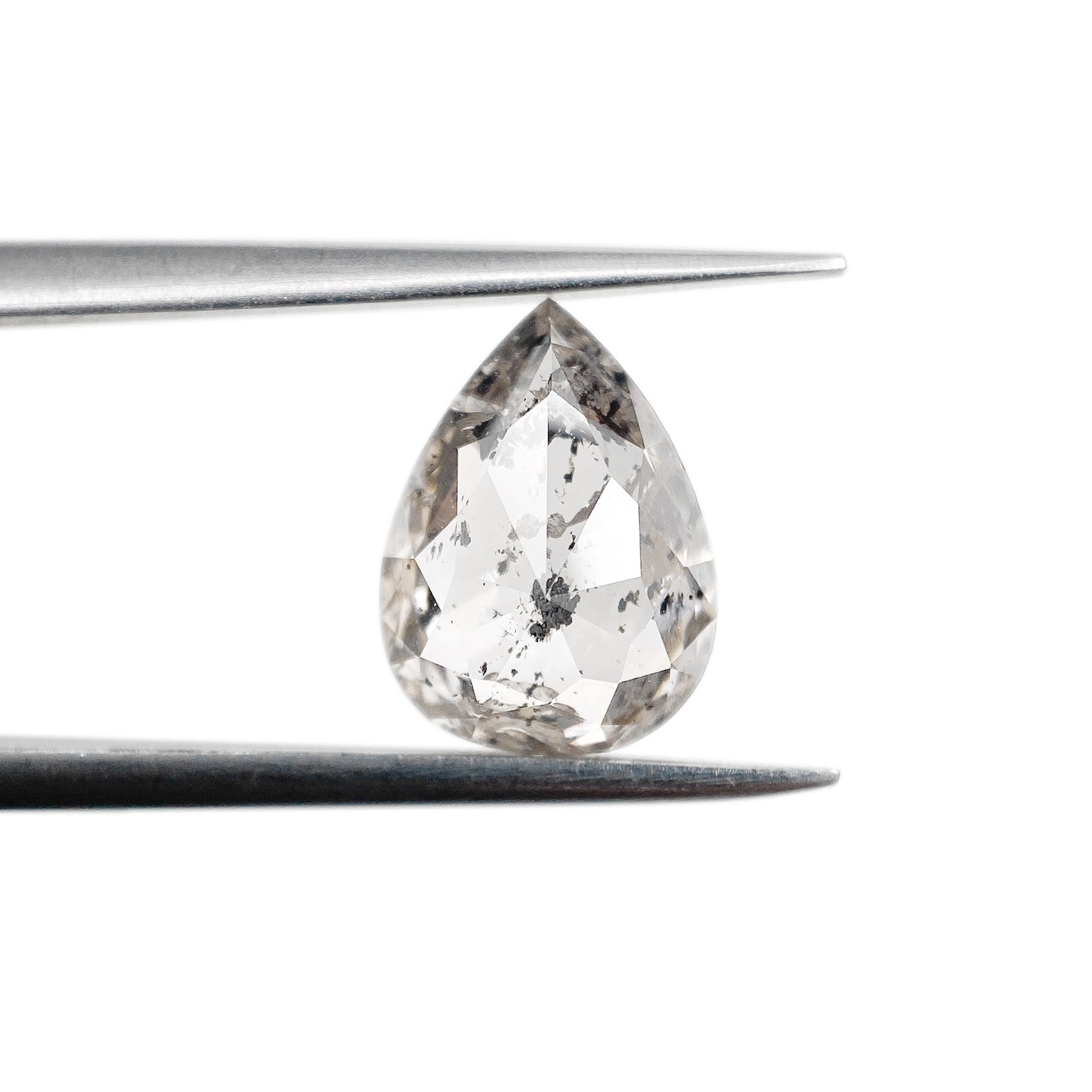 2.05ct | Salt & Pepper Pear Shape Rose Cut Diamond