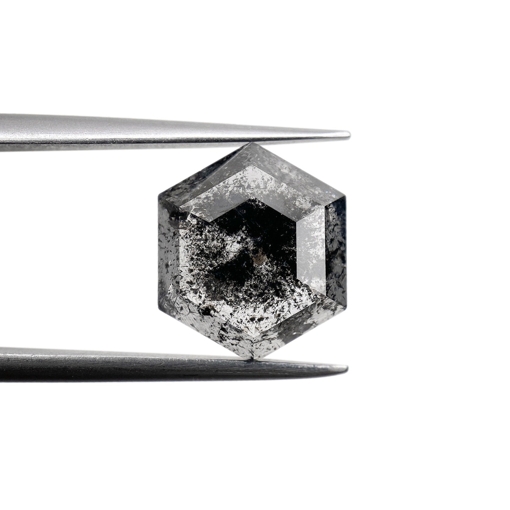 3.73ct | Salt & Pepper Hexagon Shape Step Cut Diamond