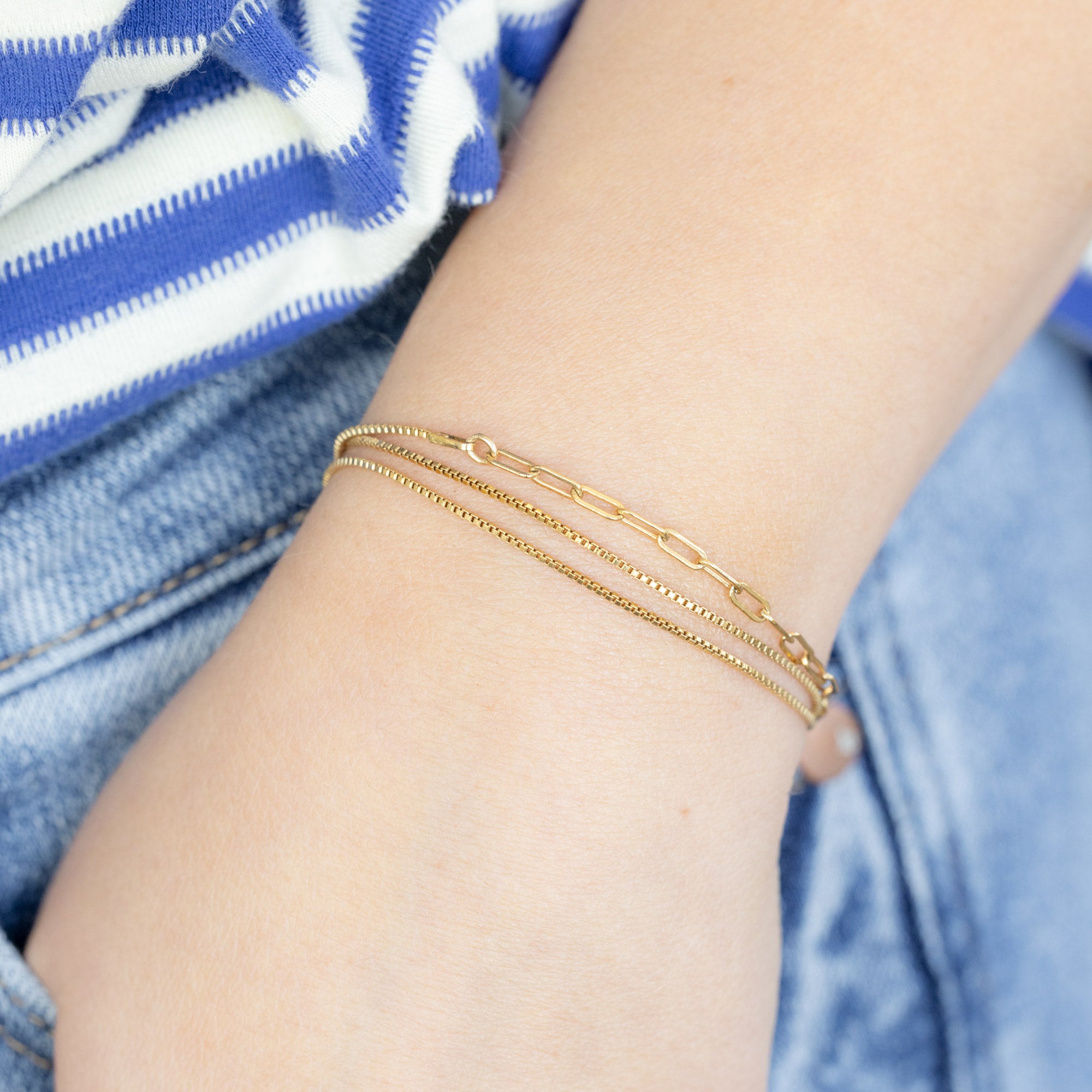 The 4-in-1 Cable Chain Bracelet in 14K Yellow Gold on Model