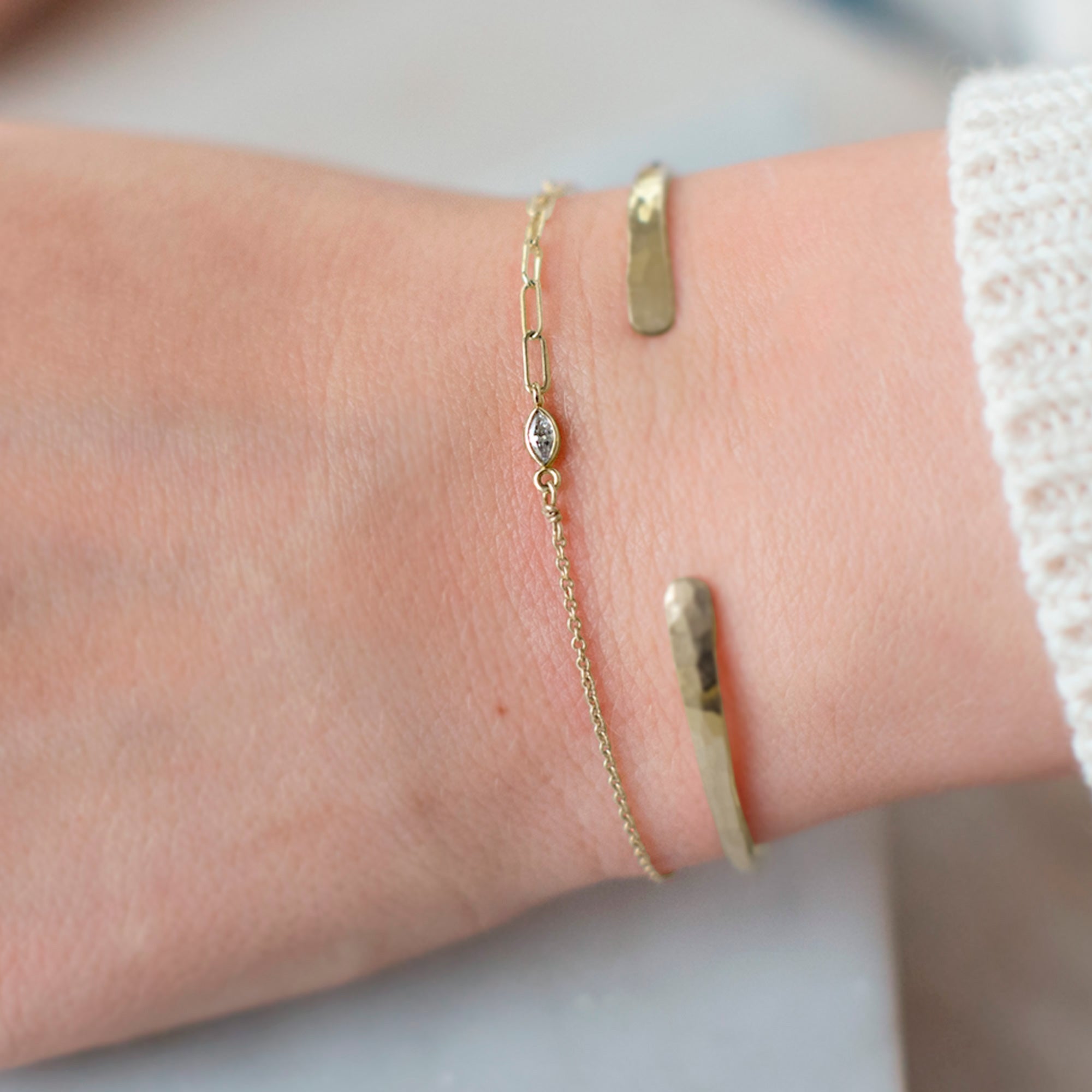The Asymmetrical Diamond Eye Bracelet | Yellow, Rose or White Gold