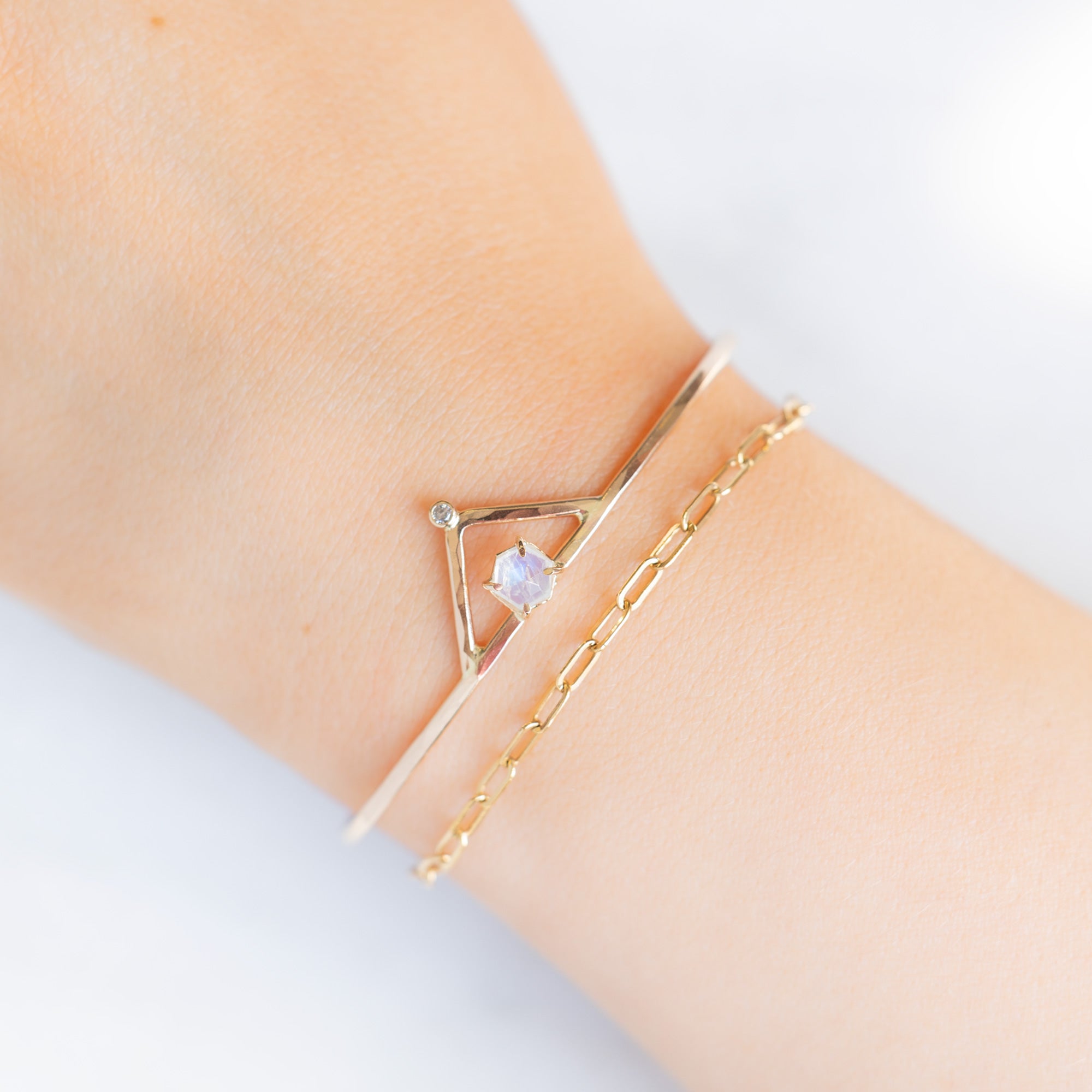 buy:the-moonstone-diamond-crown-bracelet-rose-gold-filled,the-drawn-cable-chain-anklet-yellow-gold-filled