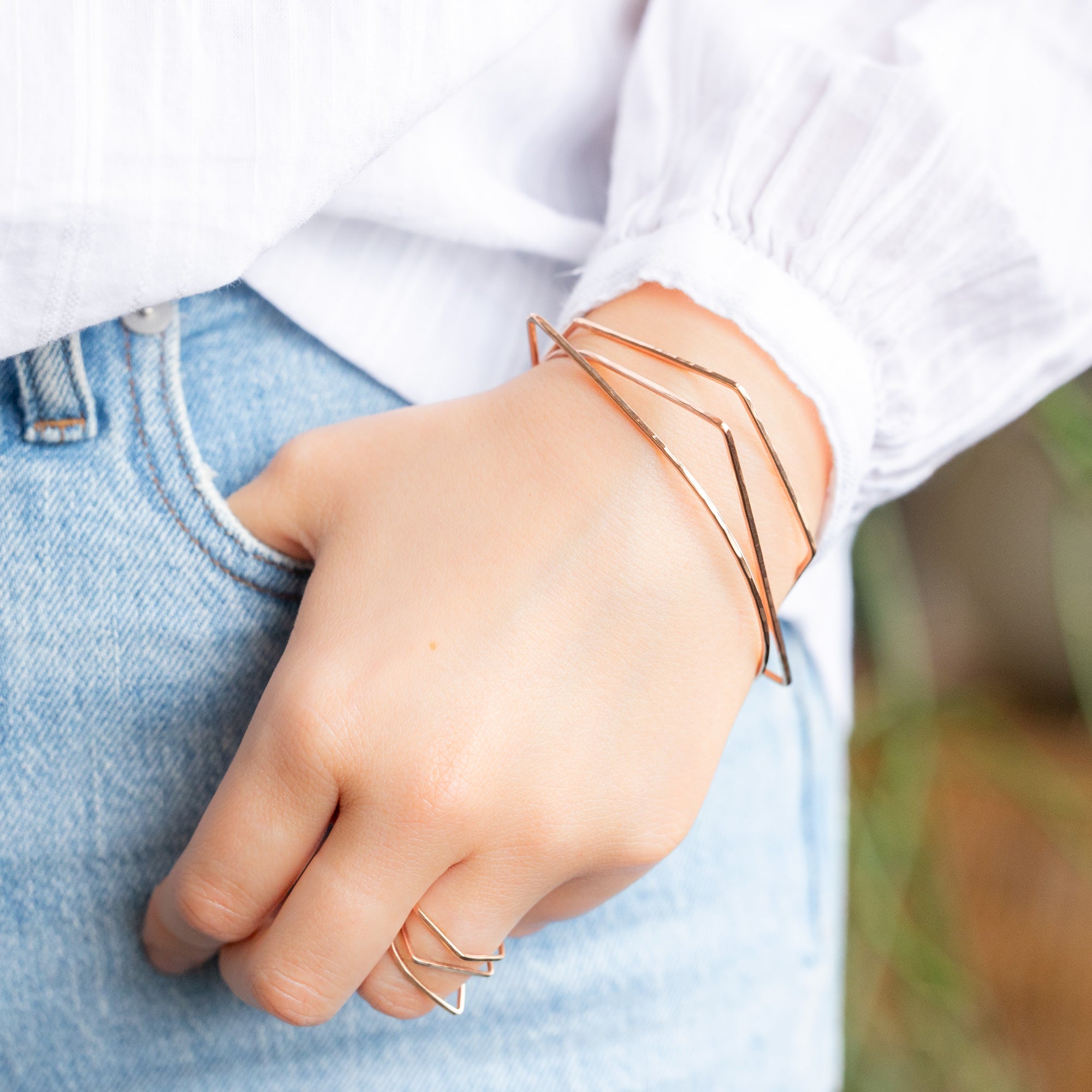 The Peak Stacking Bangle | Yellow, Rose or Sterling Silver
