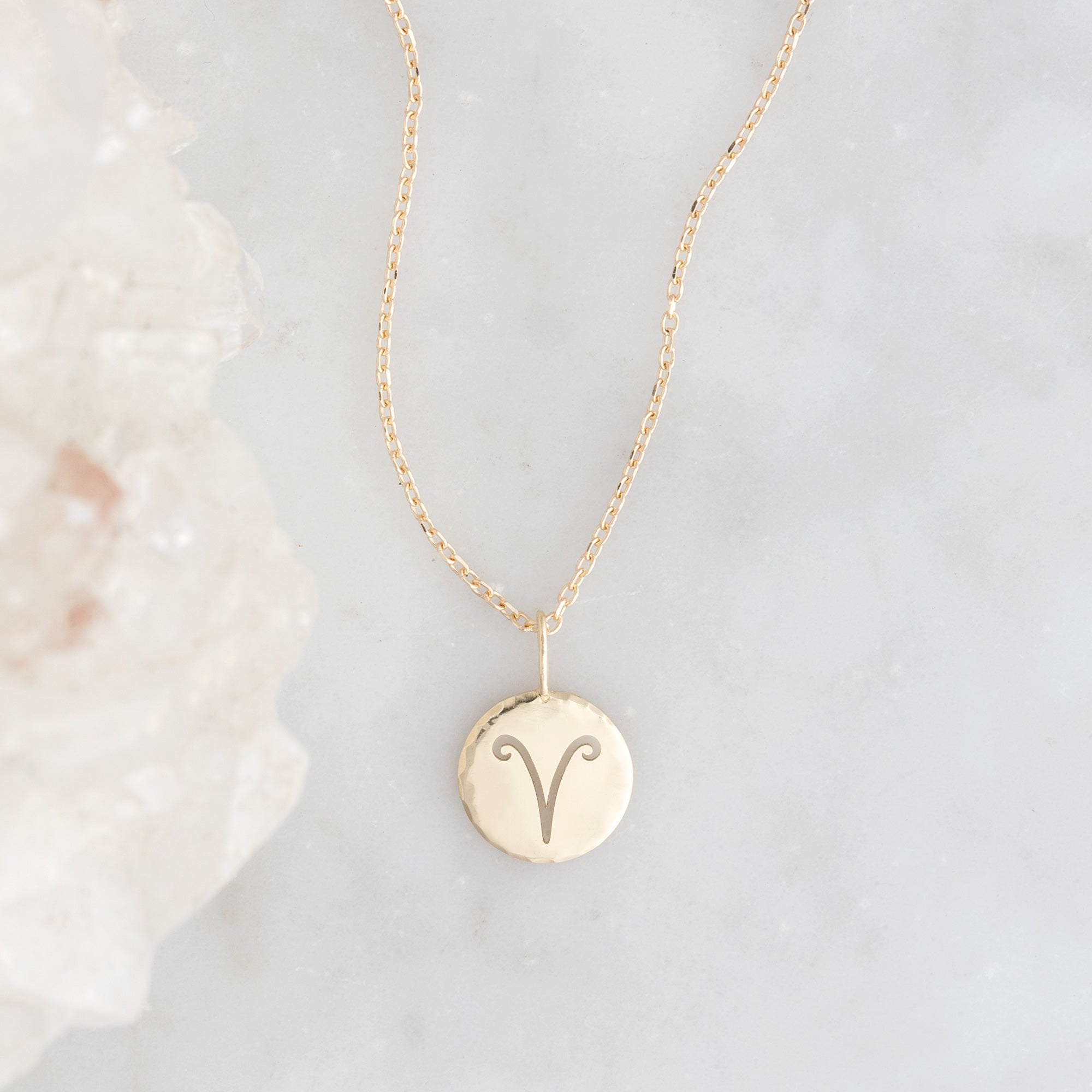 The Zodiac Birthstone Charm Necklace | Yellow, Rose or White Gold