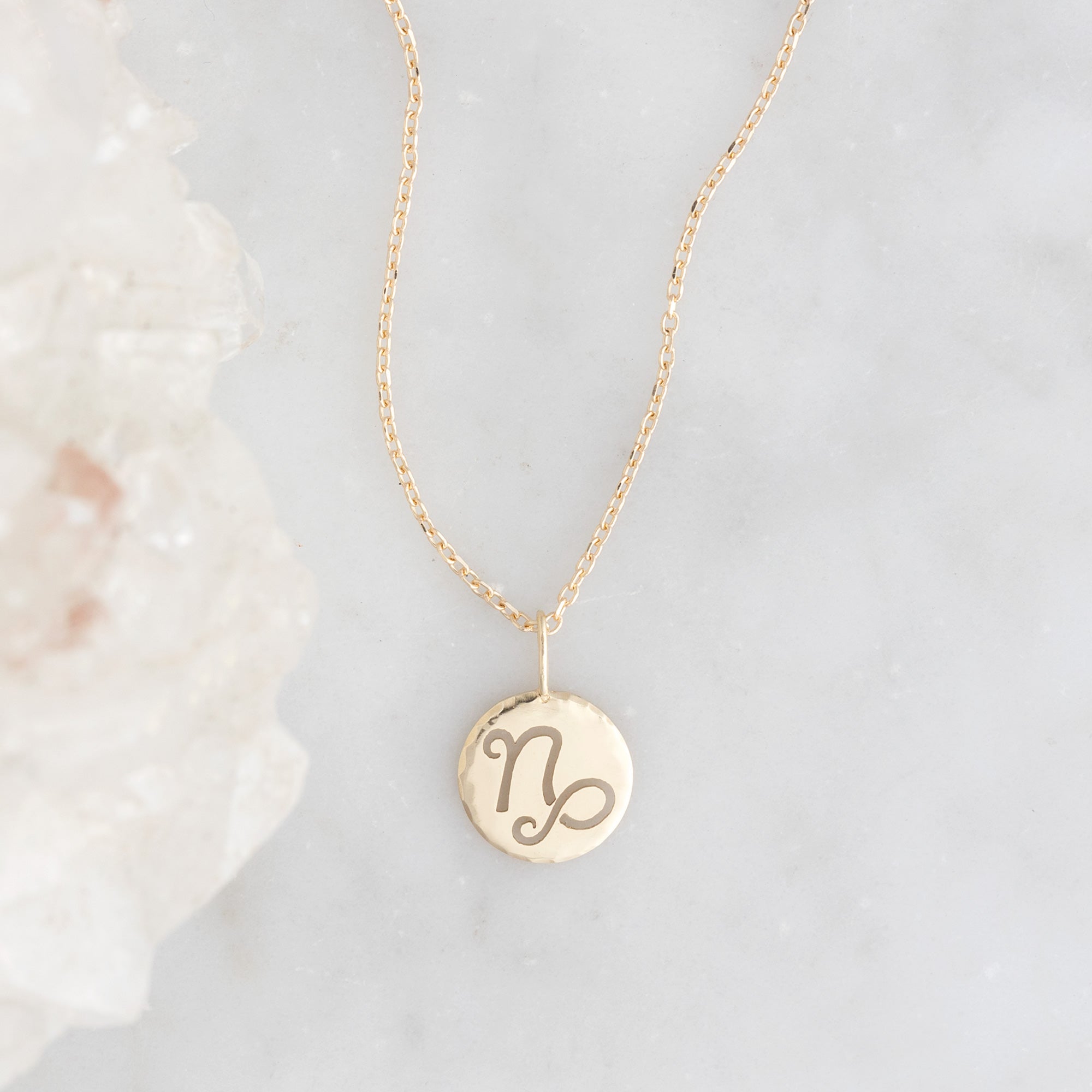 The Zodiac Birthstone Charm Necklace | Yellow, Rose or White Gold