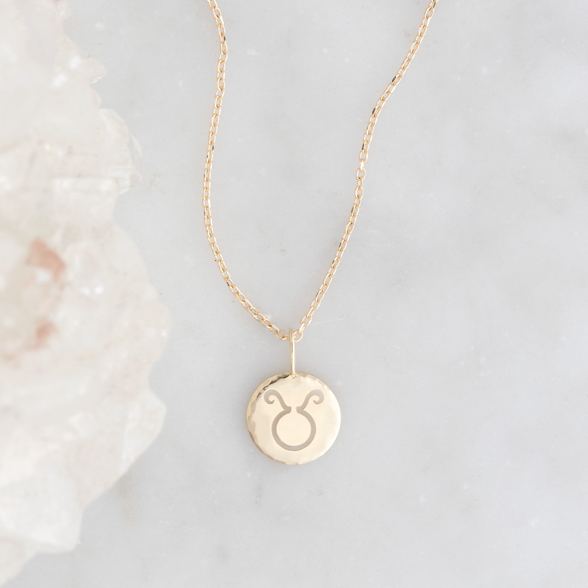 The Zodiac Birthstone Charm Necklace | Yellow, Rose or White Gold