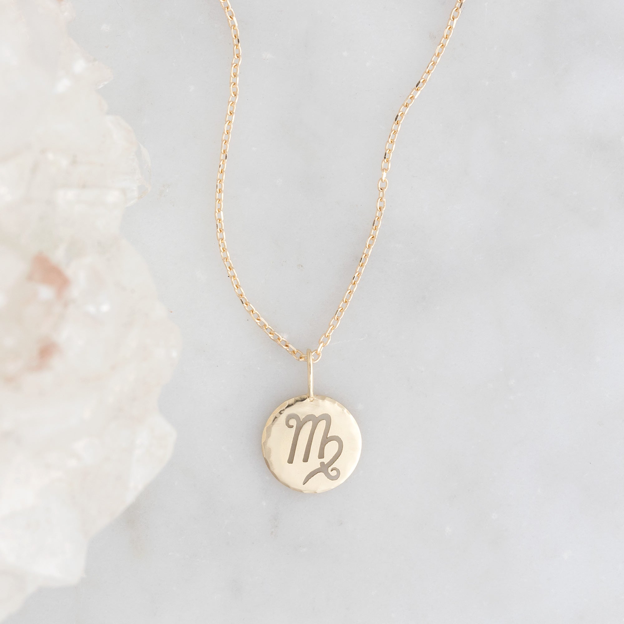 The Zodiac Birthstone Charm Necklace | Yellow, Rose or White Gold