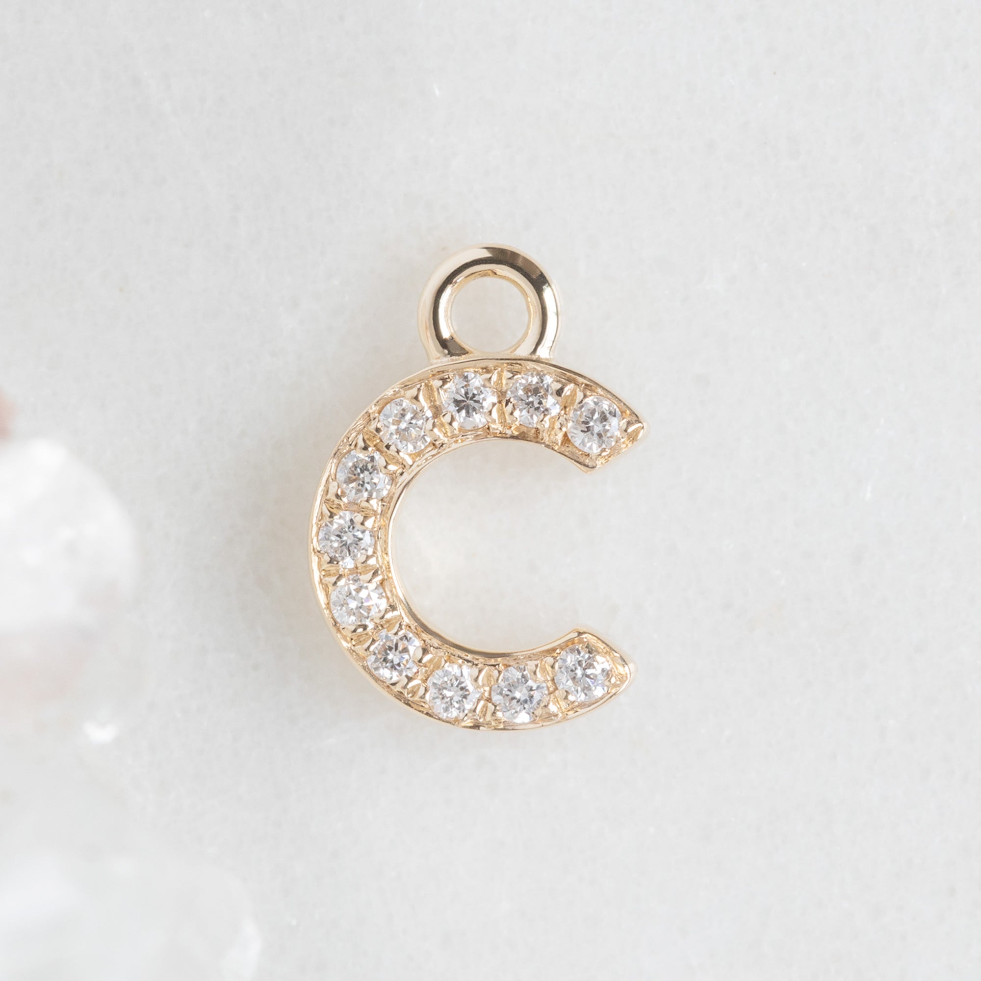 The White Diamond Pavé Letter Charm | Yellow Gold