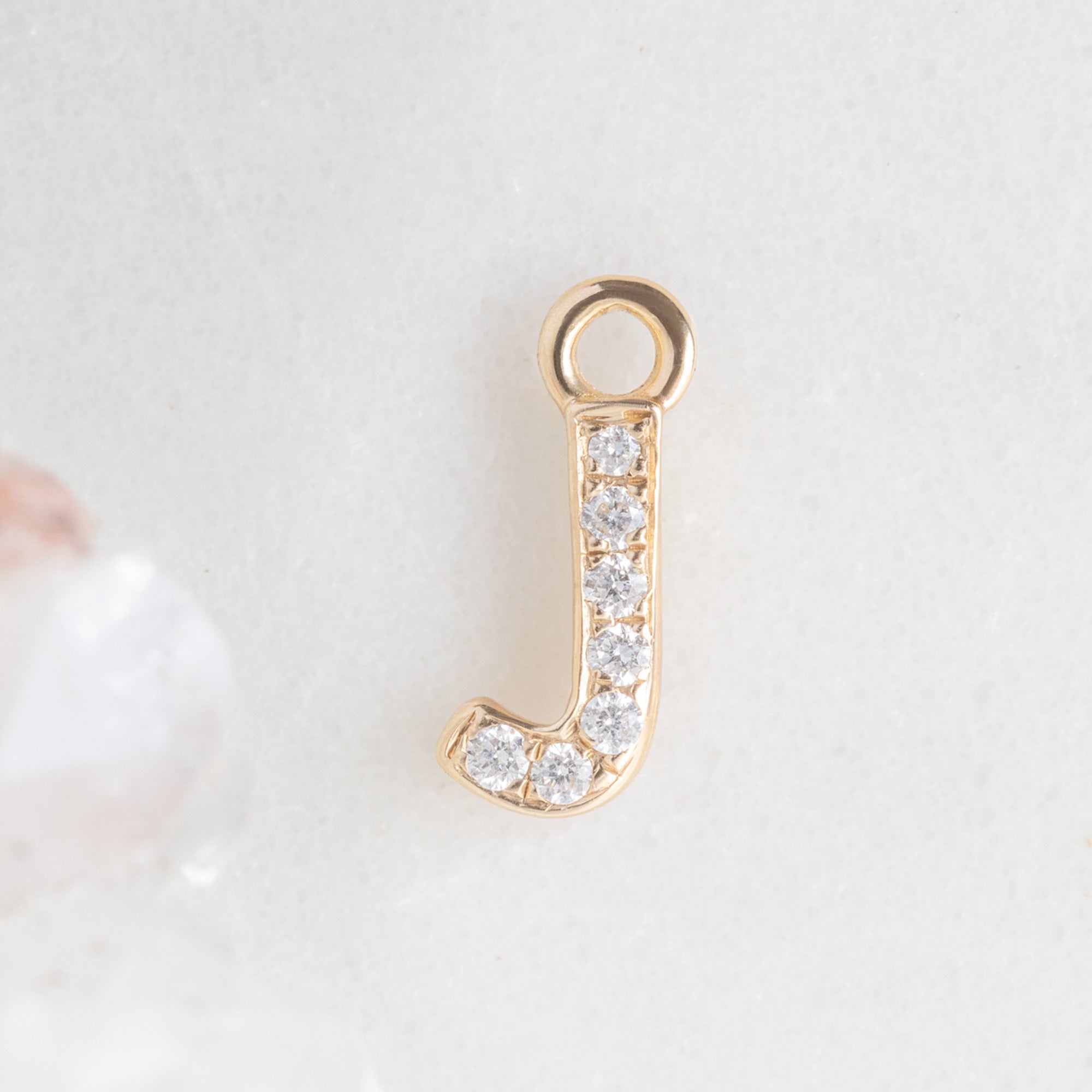The White Diamond Pavé Letter Charm | Yellow Gold