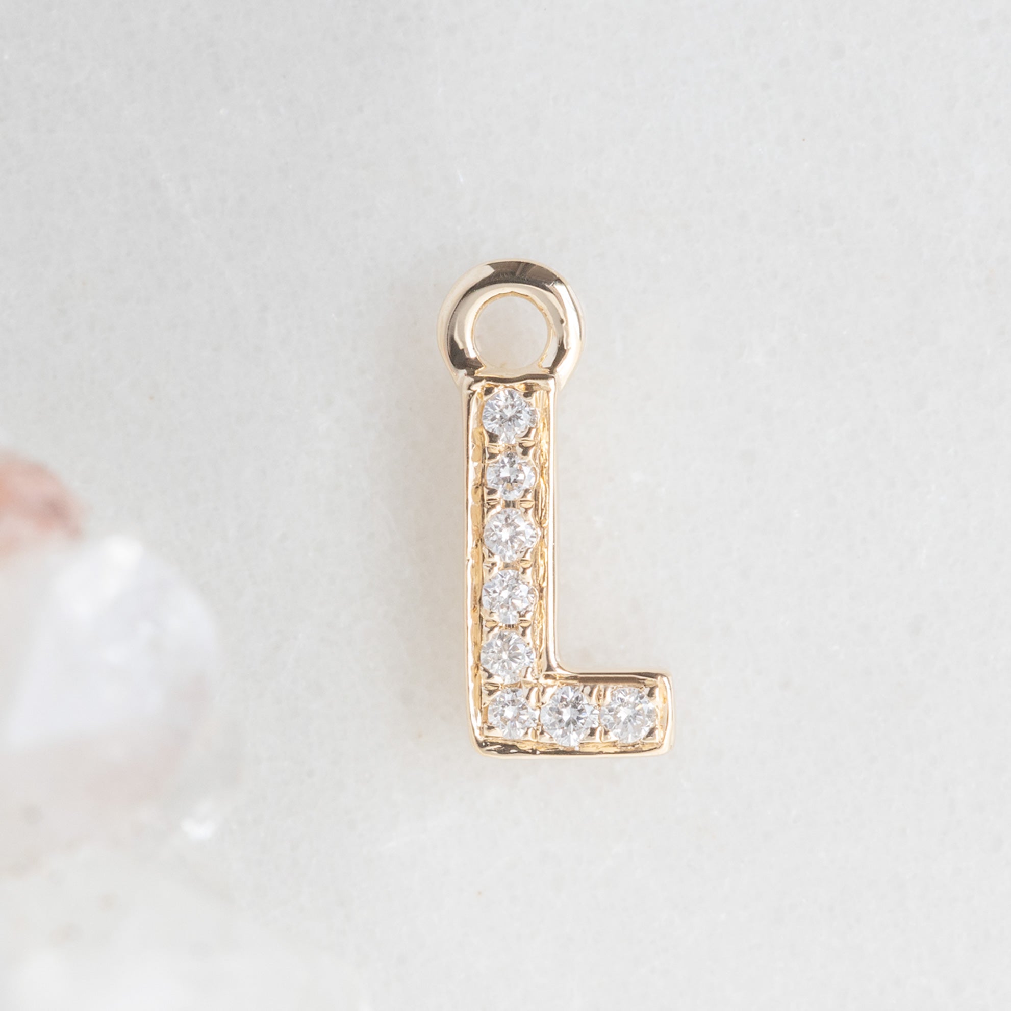 The White Diamond Pavé Letter Charm | Yellow Gold