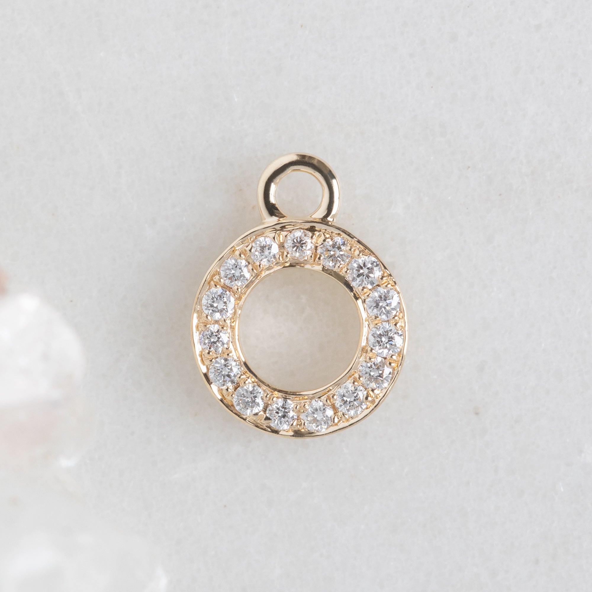 The White Diamond Pavé Letter Charm | Yellow Gold