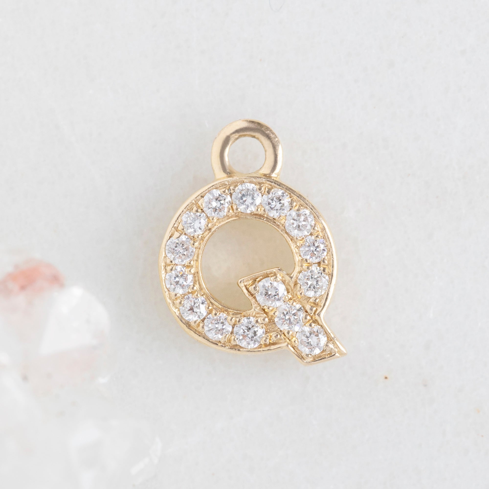 The White Diamond Pavé Letter Charm | Yellow Gold