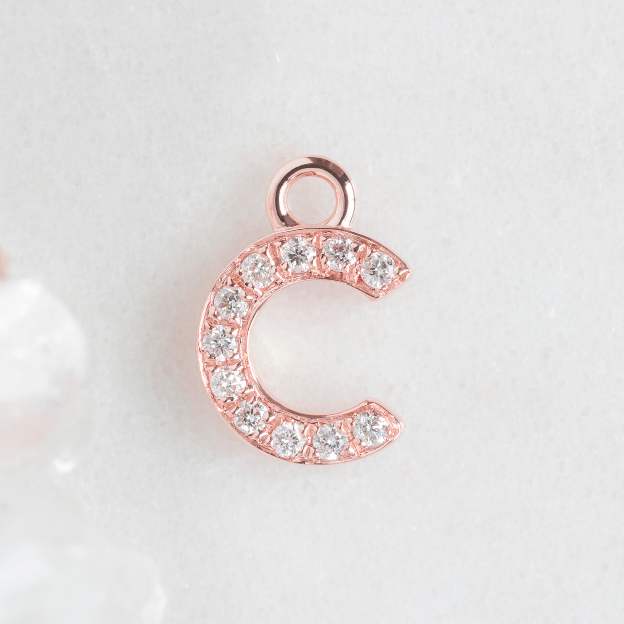 The White Diamond Pavé Letter Charm | Rose Gold