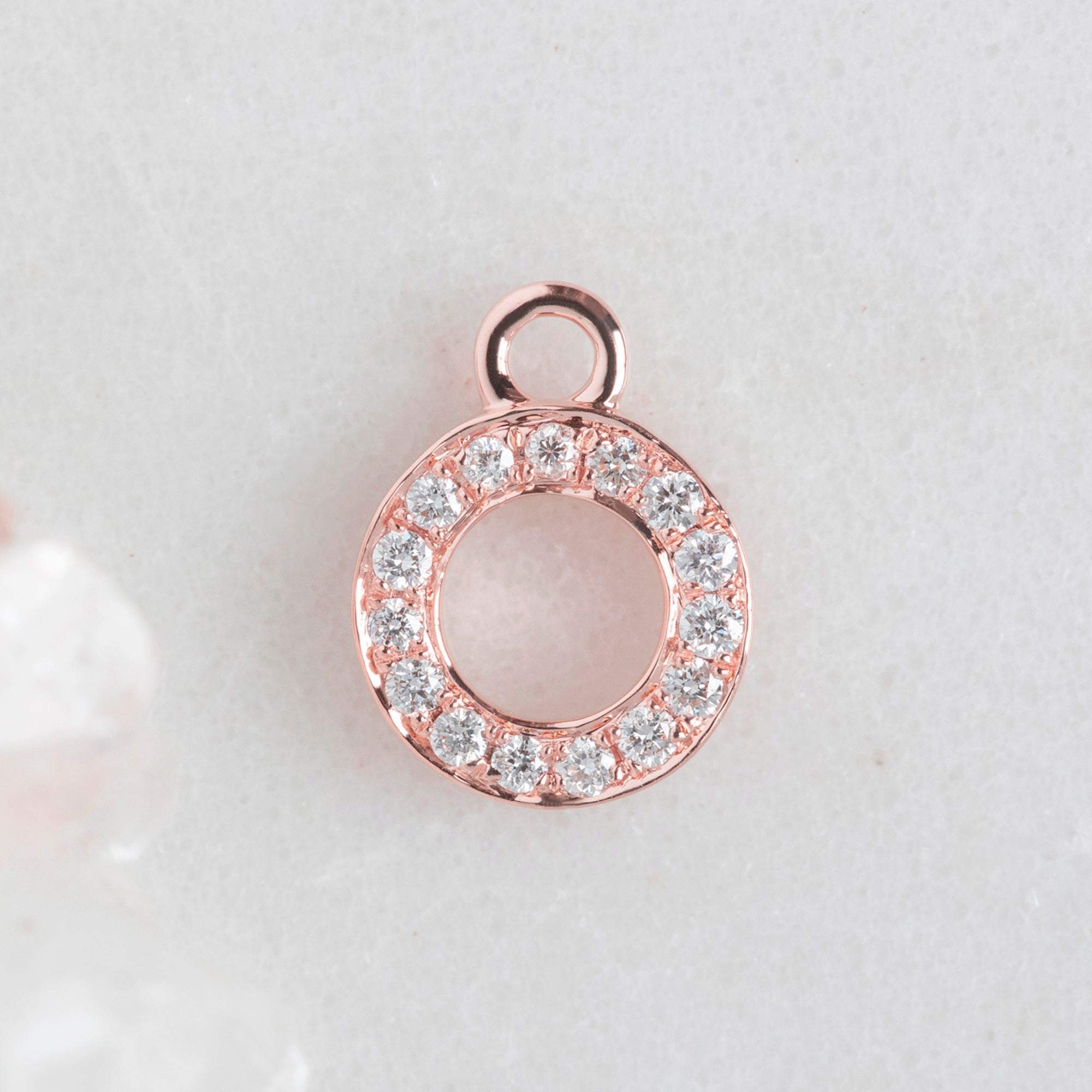 The White Diamond Pavé Letter Charm | Rose Gold