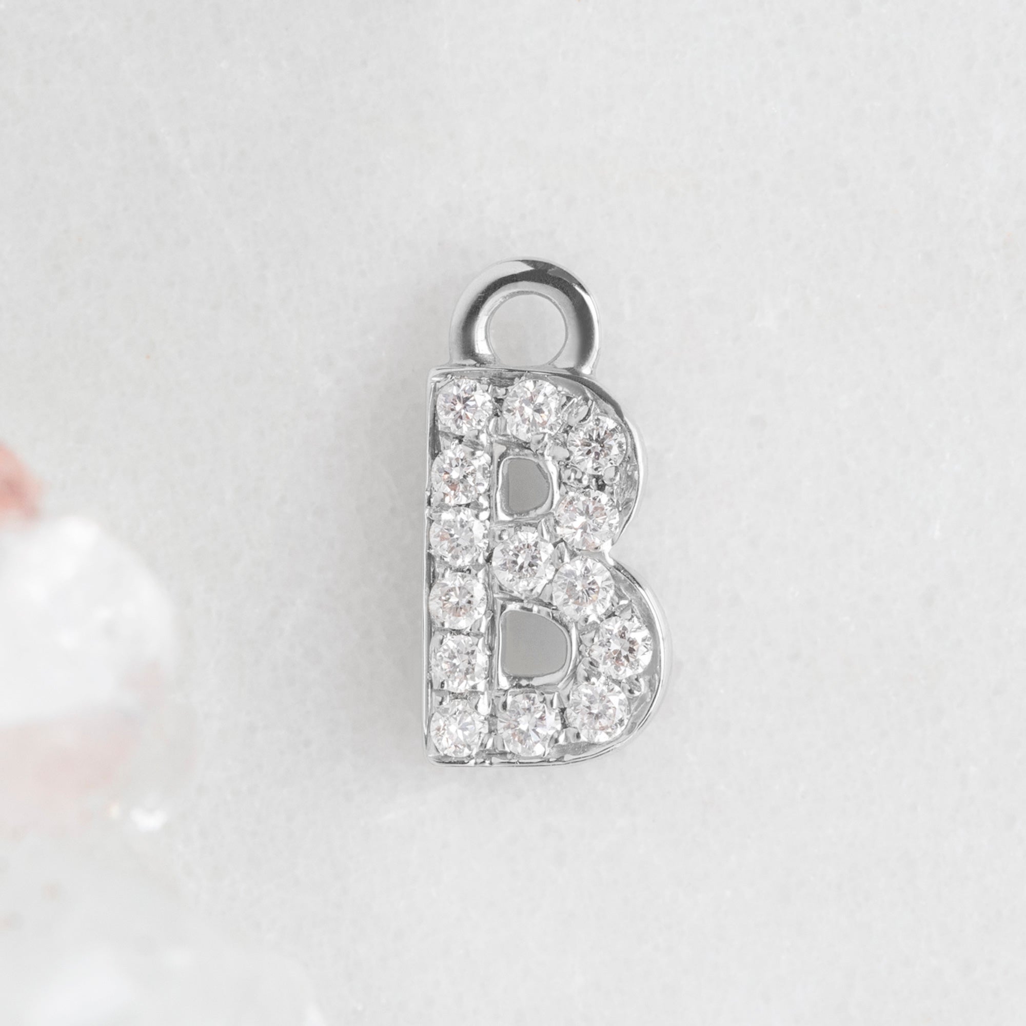 The White Diamond Pavé Letter Charm | White Gold