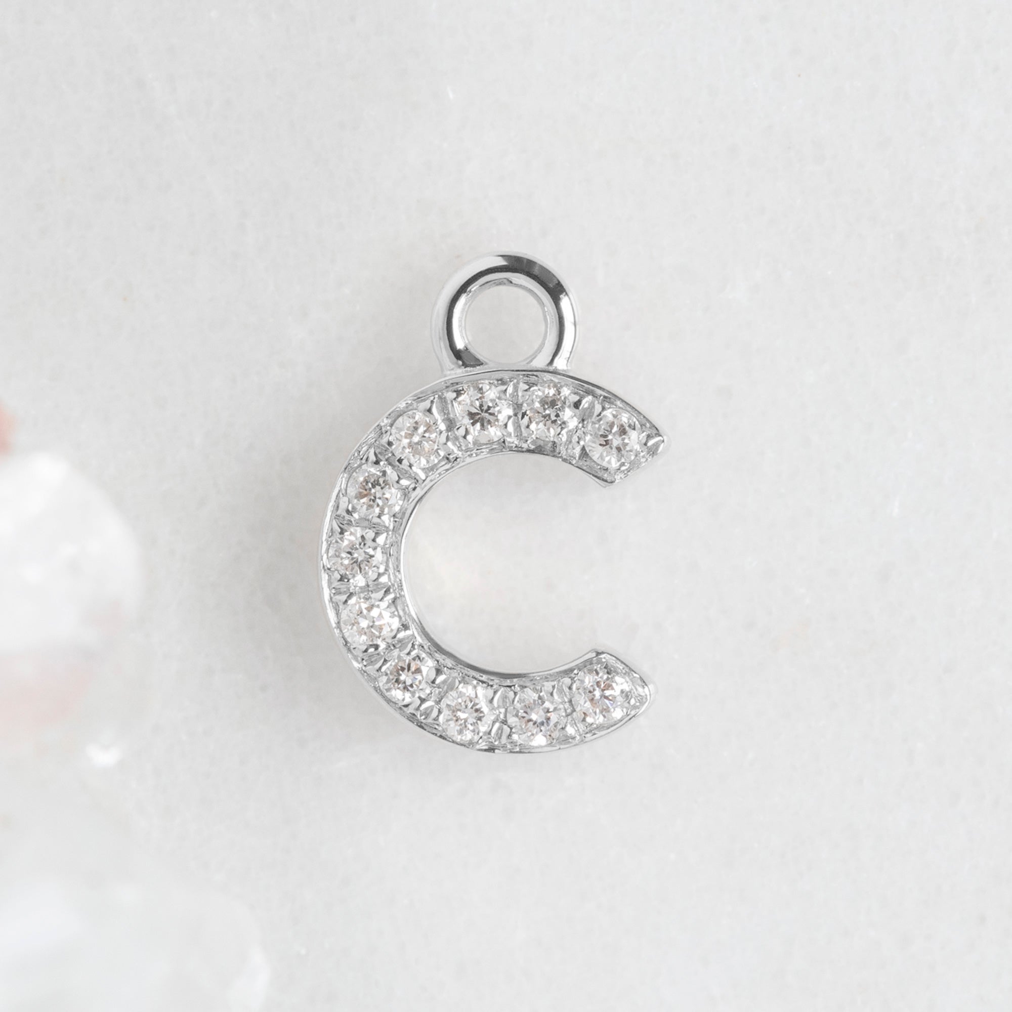 The White Diamond Pavé Letter Charm | White Gold