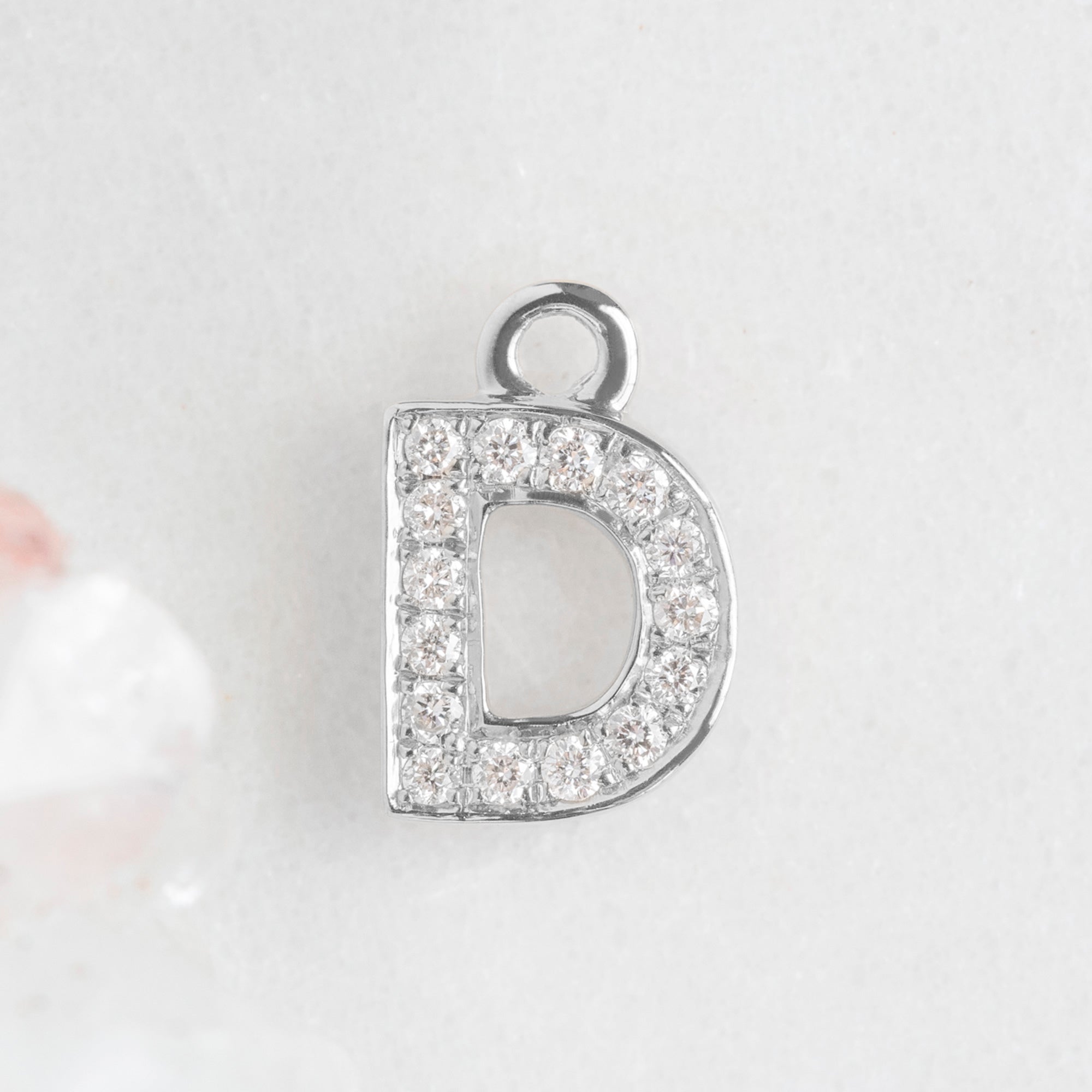 The White Diamond Pavé Letter Charm | White Gold