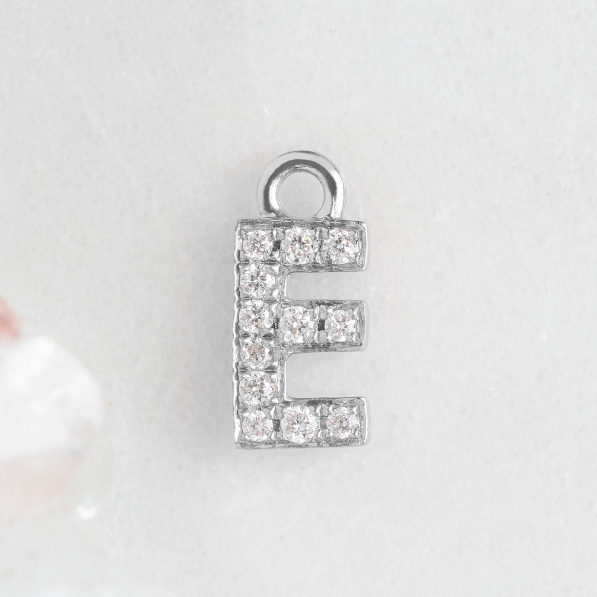 The White Diamond Pavé Letter Charm | White Gold