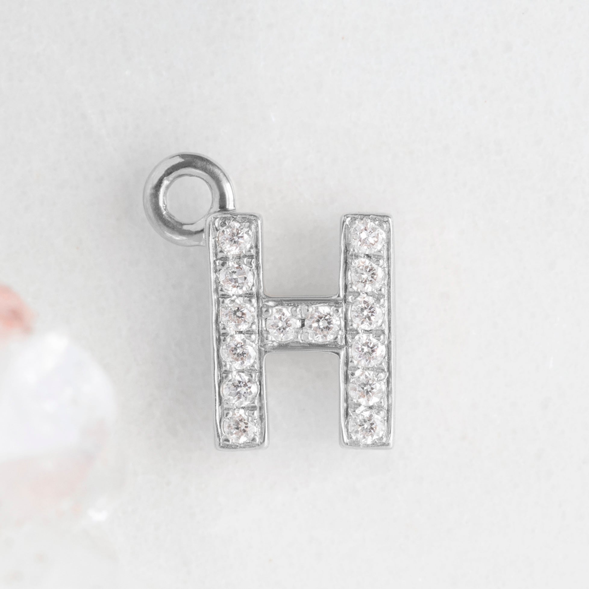 The White Diamond Pavé Letter Charm | White Gold