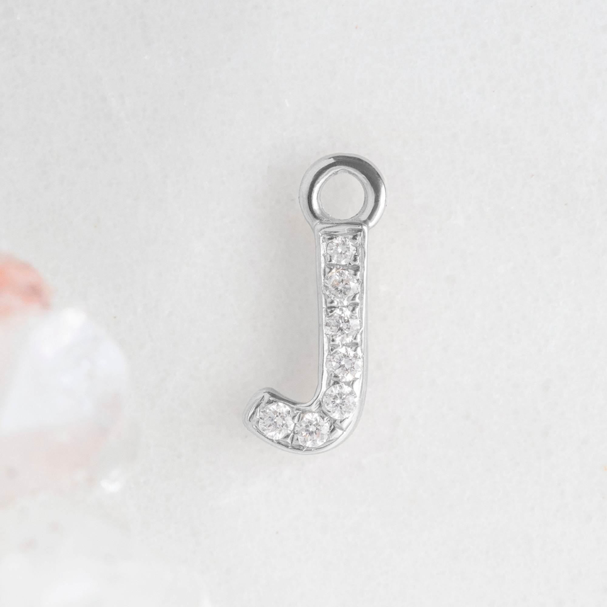 The White Diamond Pavé Letter Charm | White Gold