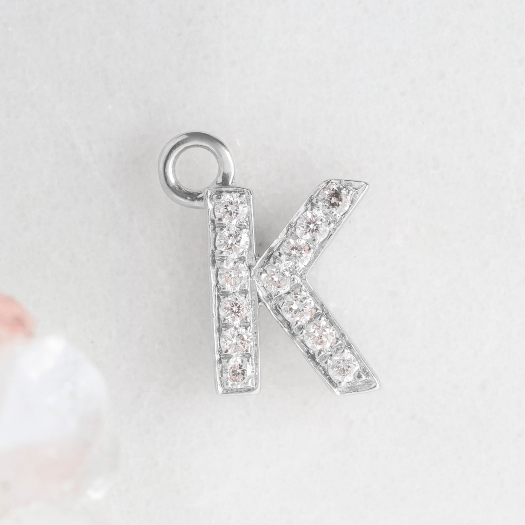 The White Diamond Pavé Letter Charm | White Gold