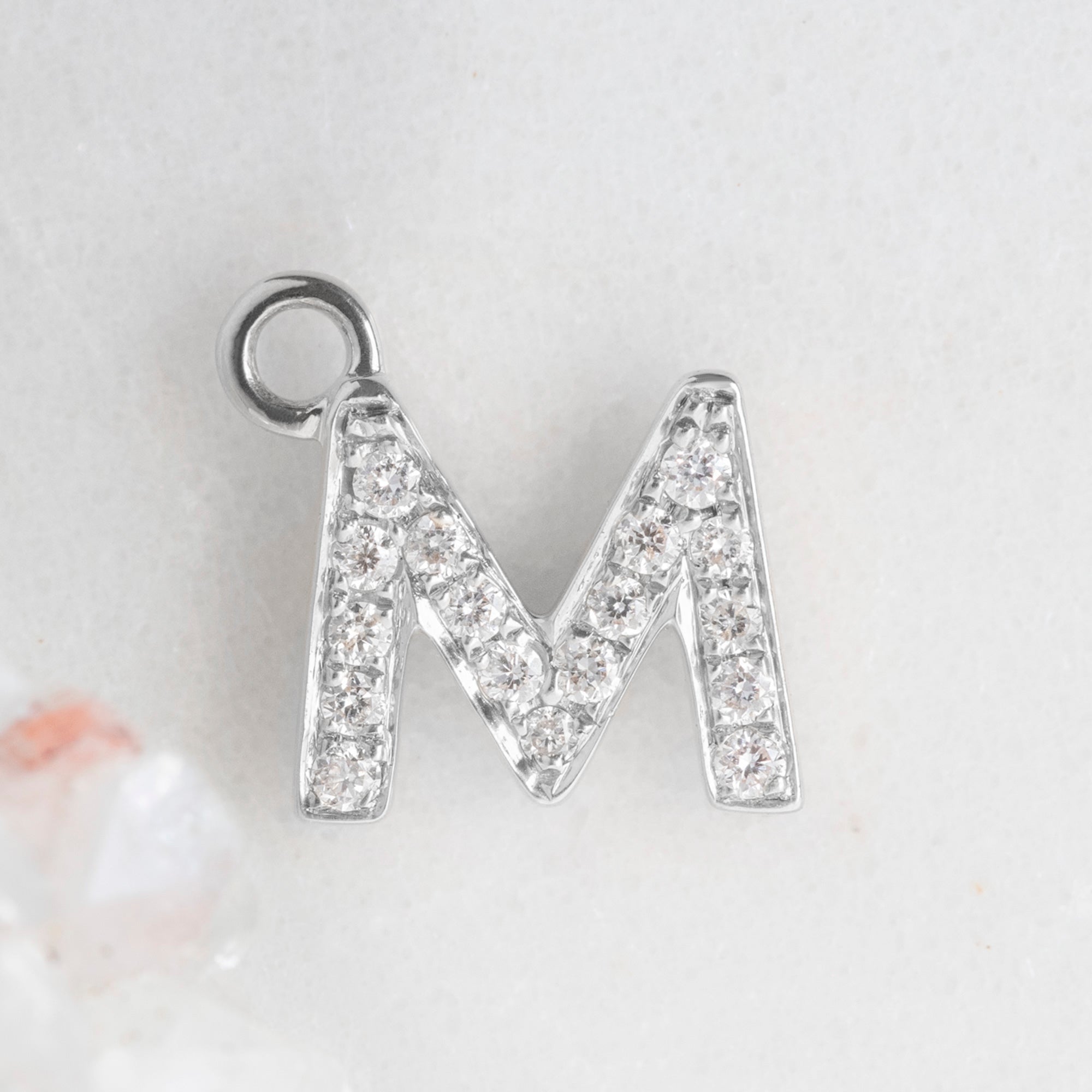 The White Diamond Pavé Letter Charm | White Gold