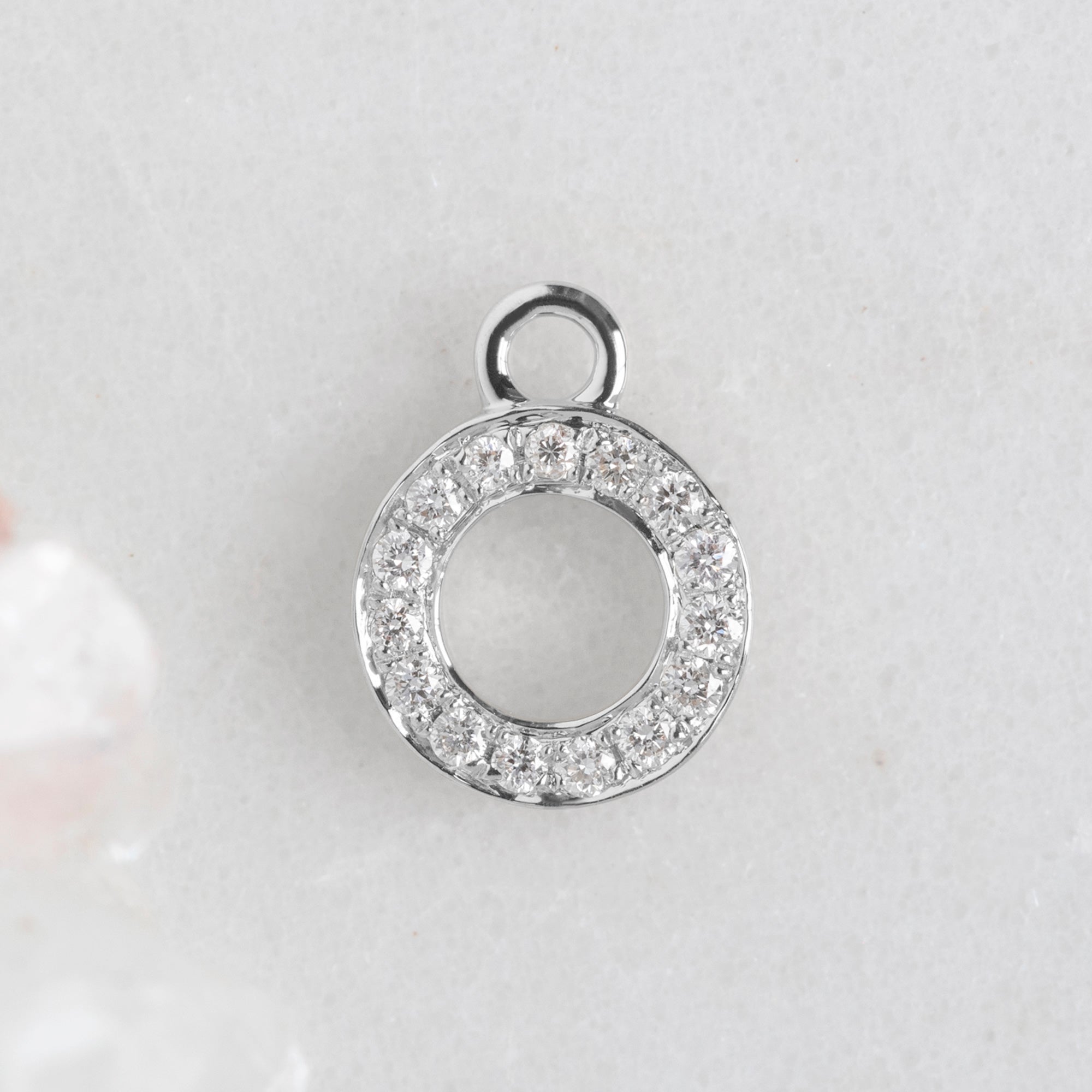 The White Diamond Pavé Letter Charm | White Gold
