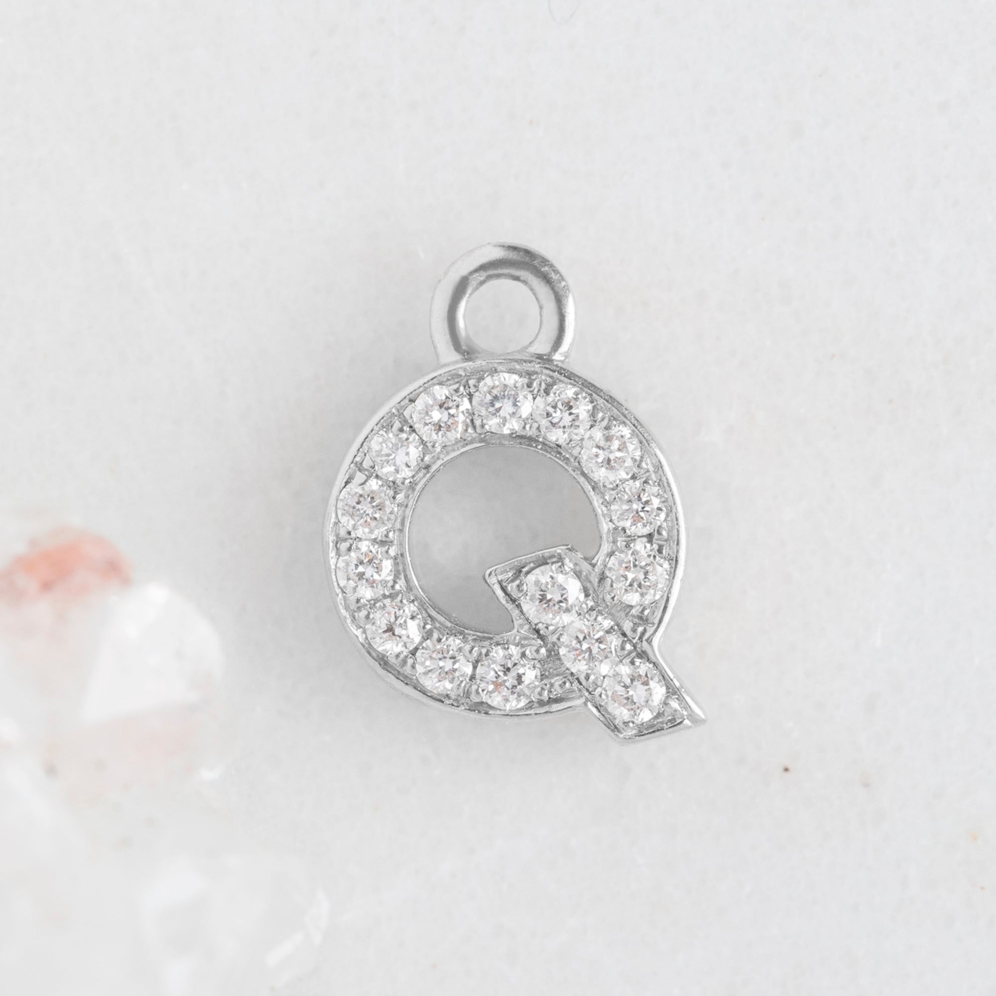 The White Diamond Pavé Letter Charm | White Gold