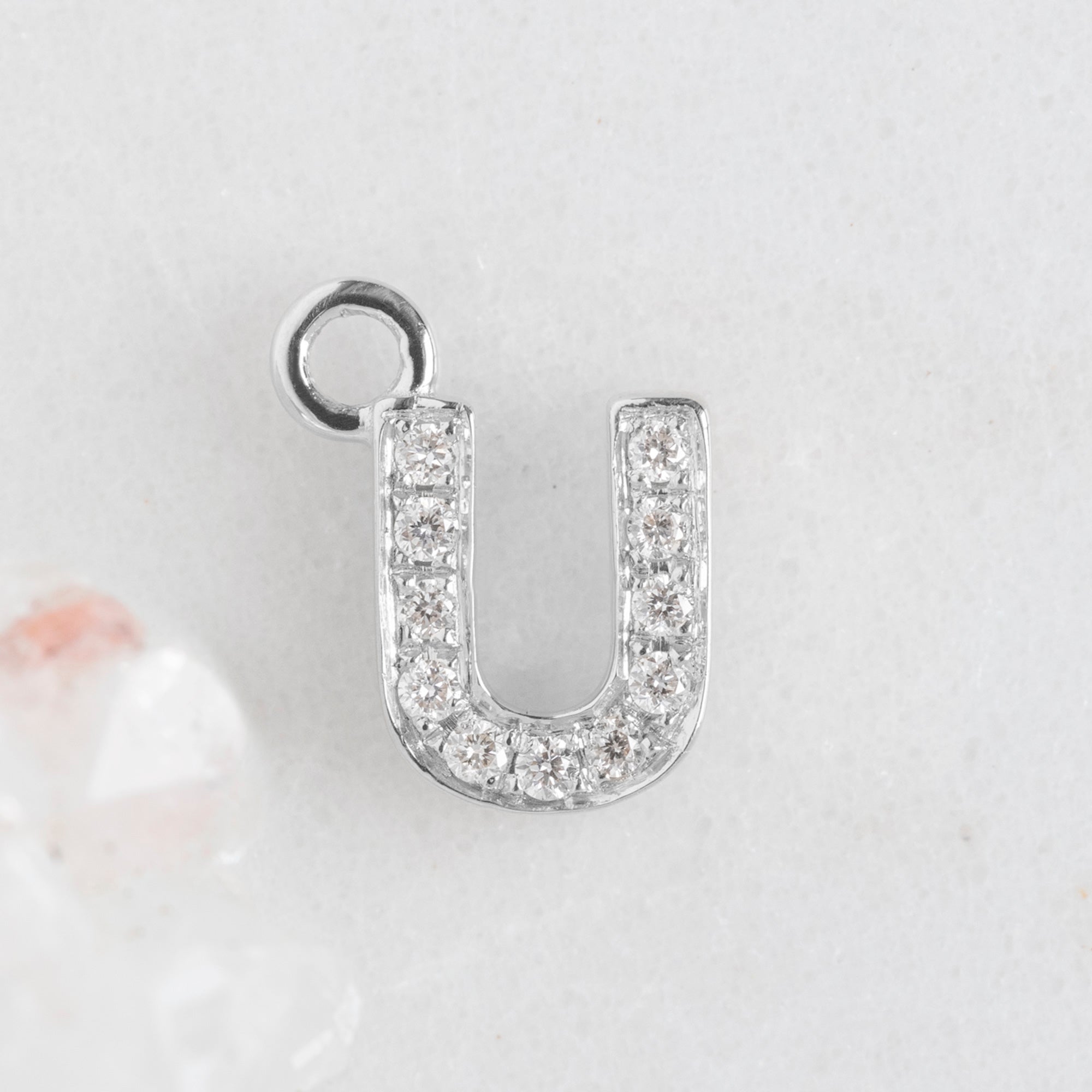 The White Diamond Pavé Letter Charm | White Gold