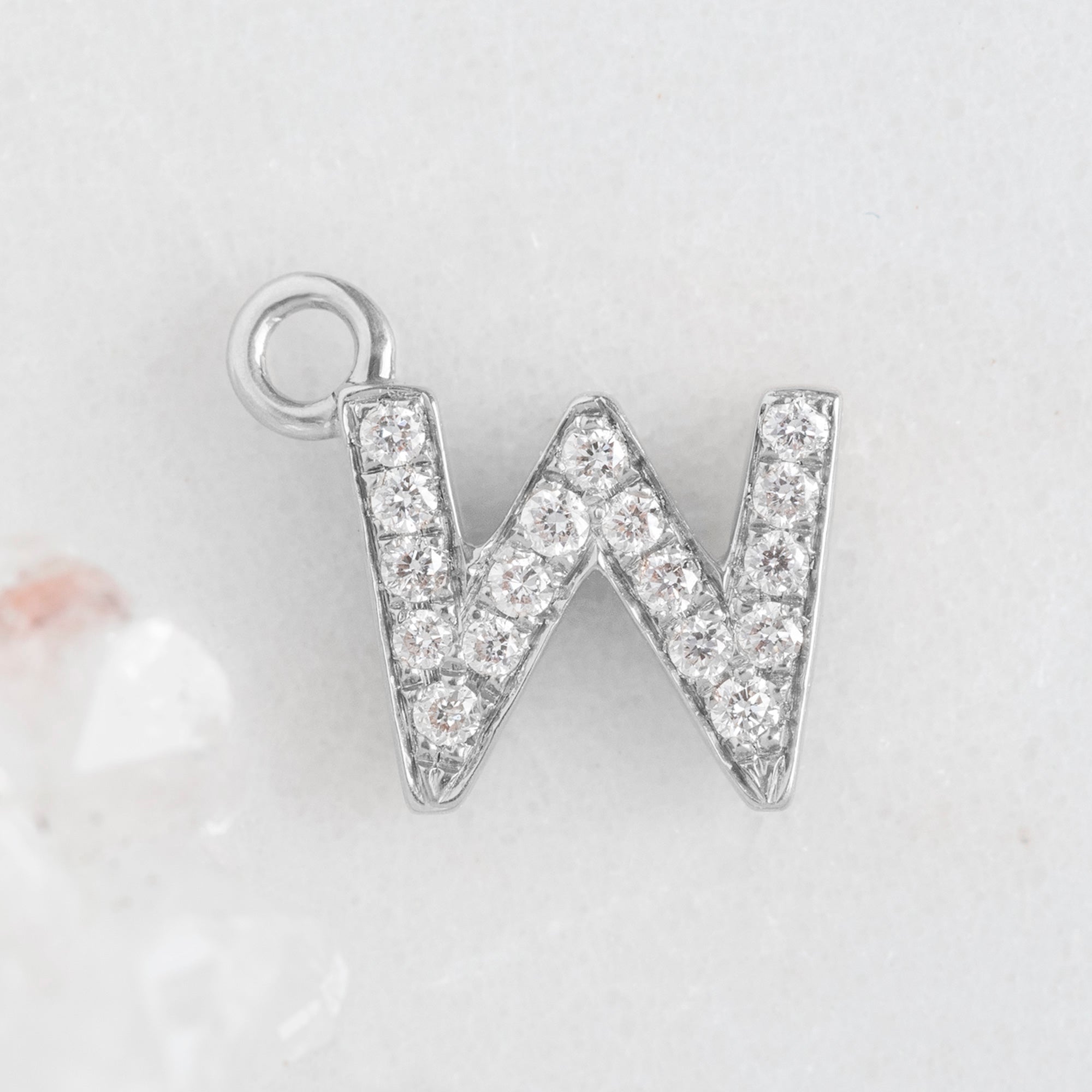 The White Diamond Pavé Letter Charm | White Gold