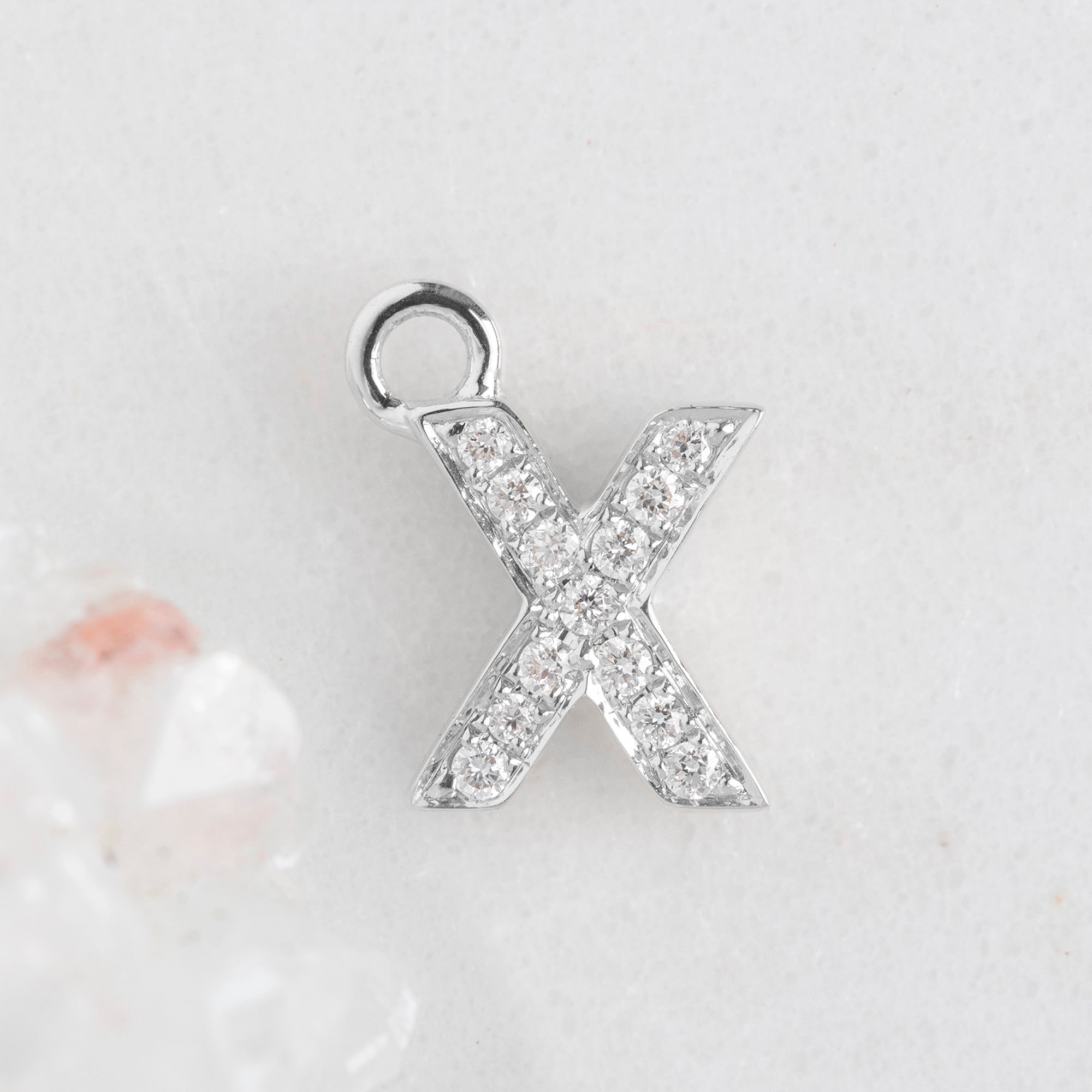 The White Diamond Pavé Letter Charm | White Gold