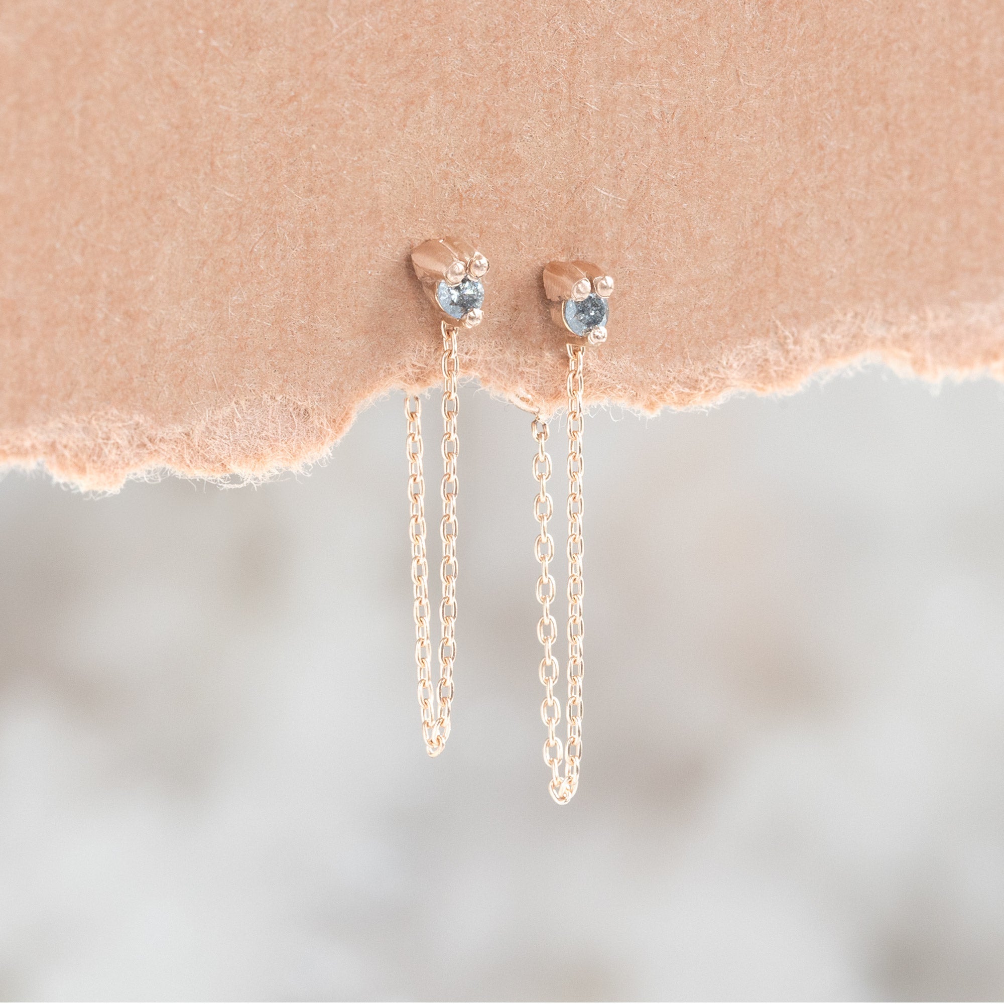The Salt and Pepper Diamond Sunburst Chain Hoops | Yellow, Rose or White Gold