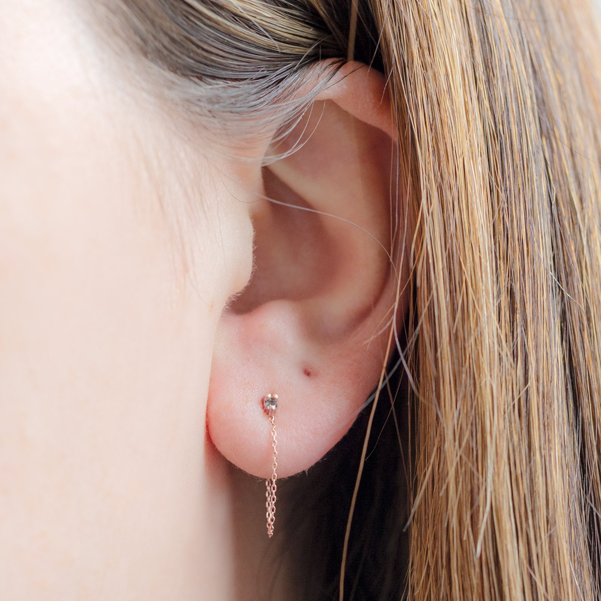 The Salt and Pepper Diamond Sunburst Chain Hoops | Yellow, Rose or White Gold