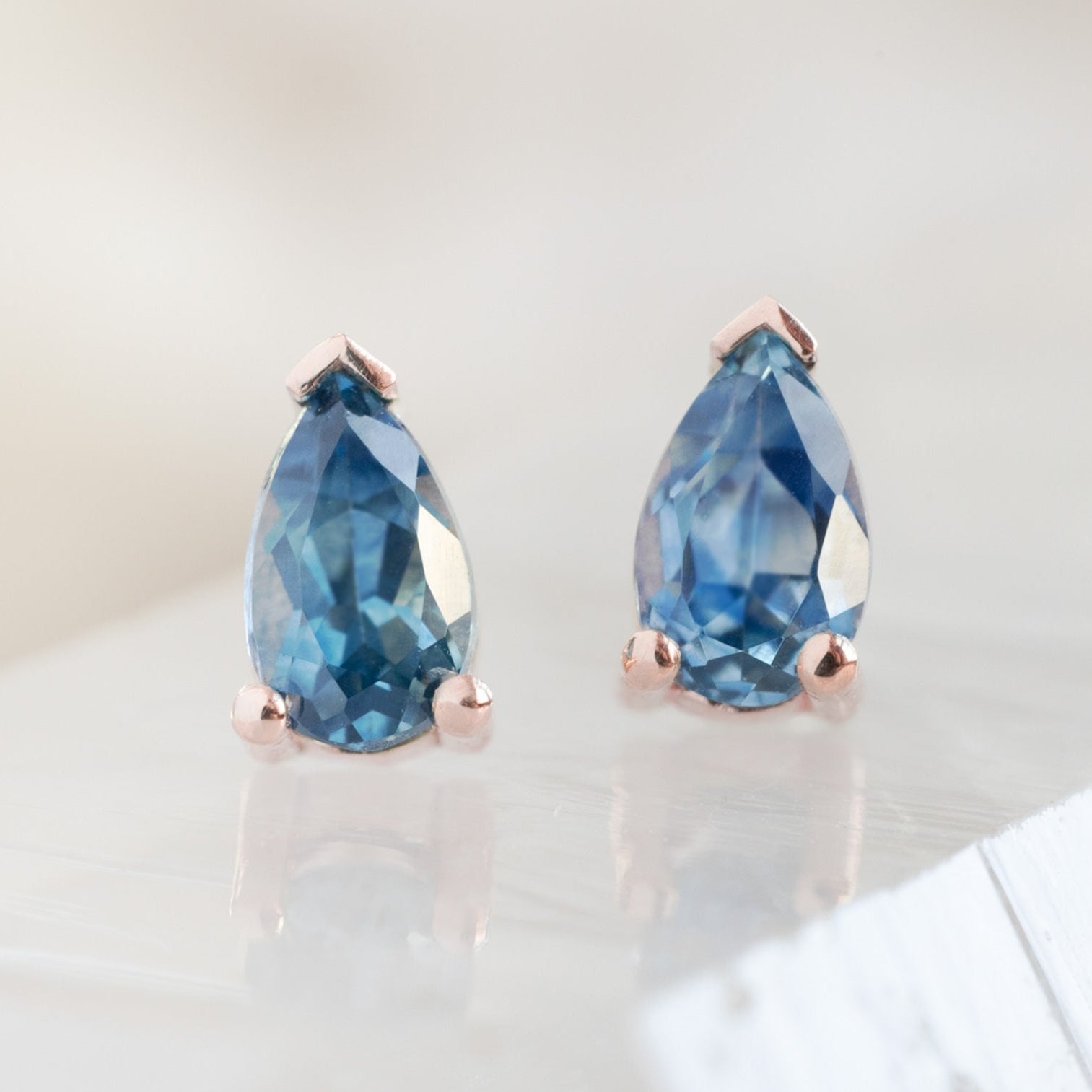 The Montana Sapphire Stud Earrings | Yellow, Rose or White Gold