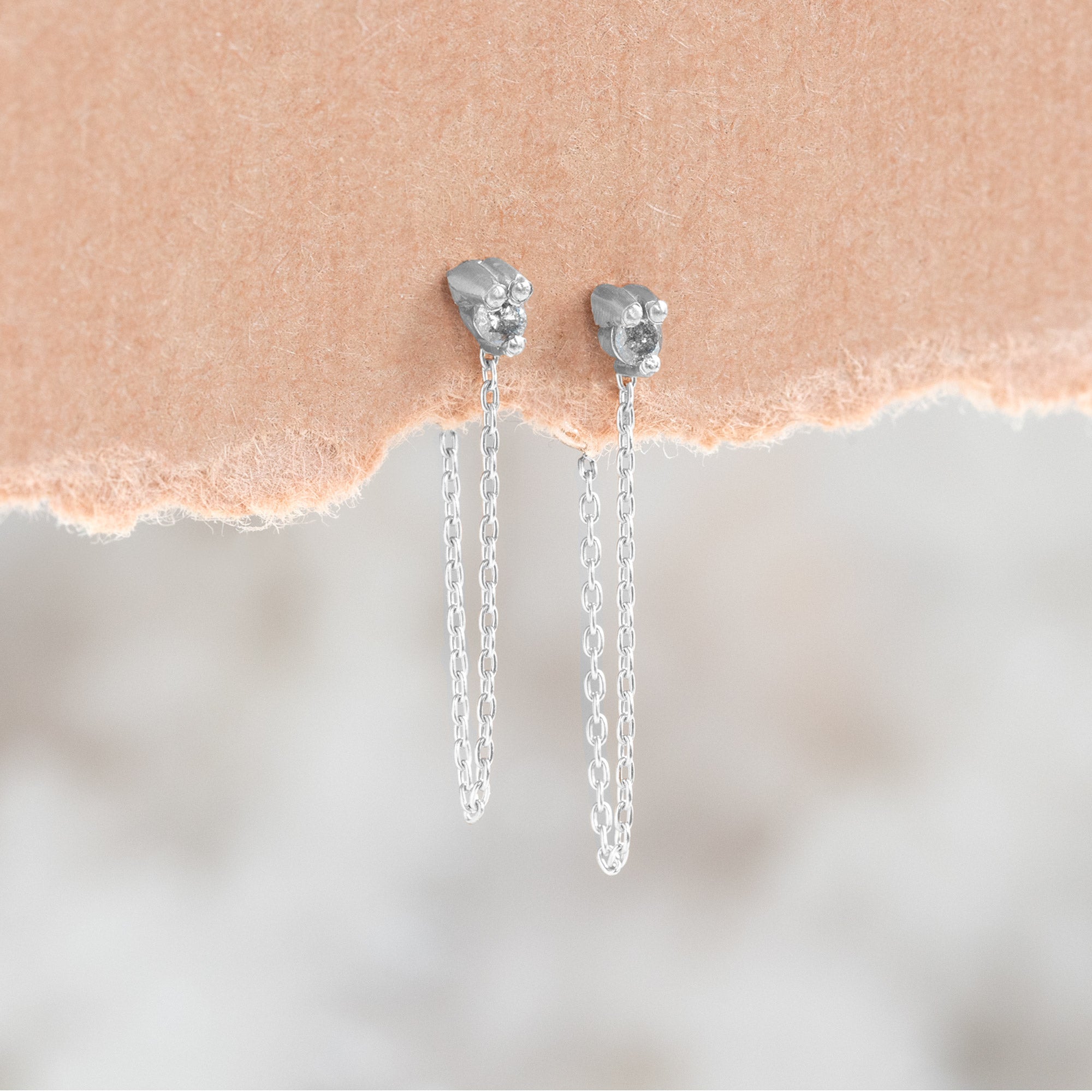 The Salt and Pepper Diamond Sunburst Chain Hoops | Yellow, Rose or White Gold