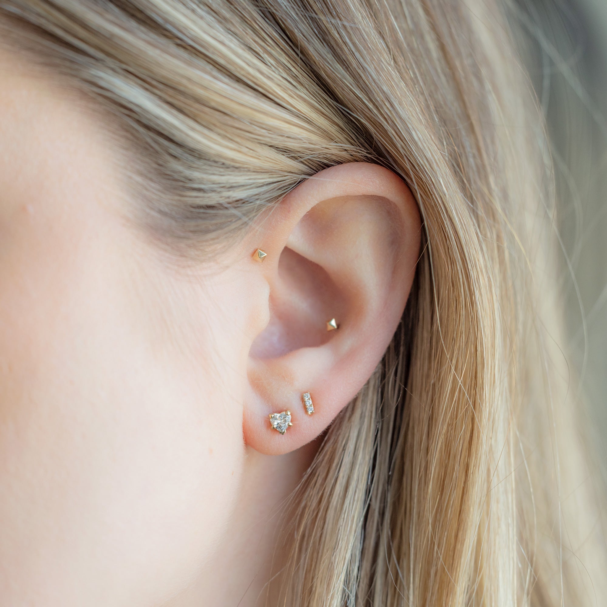 The White Sapphire Gemstone Heart Stud Earrings | Yellow, Rose or White Gold