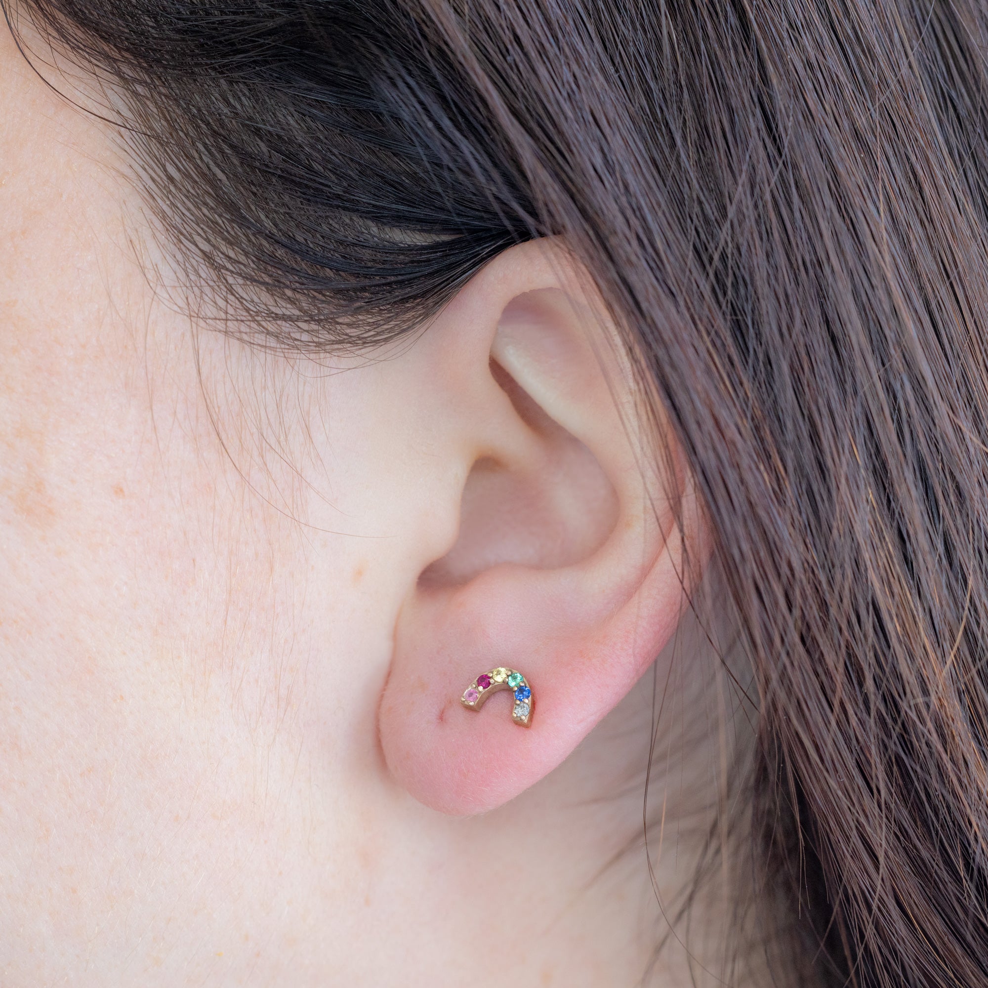 The Rainbow Sapphire Stud Earrings | Yellow, Rose or White Gold