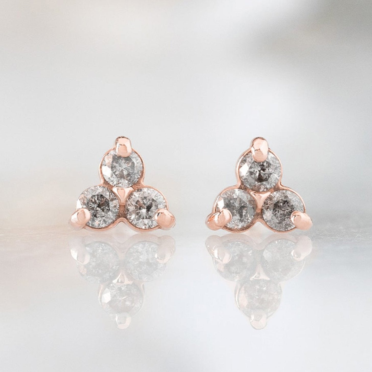 The Salt and Pepper Diamond Cluster Stud Earrings | Yellow, Rose or White Gold
