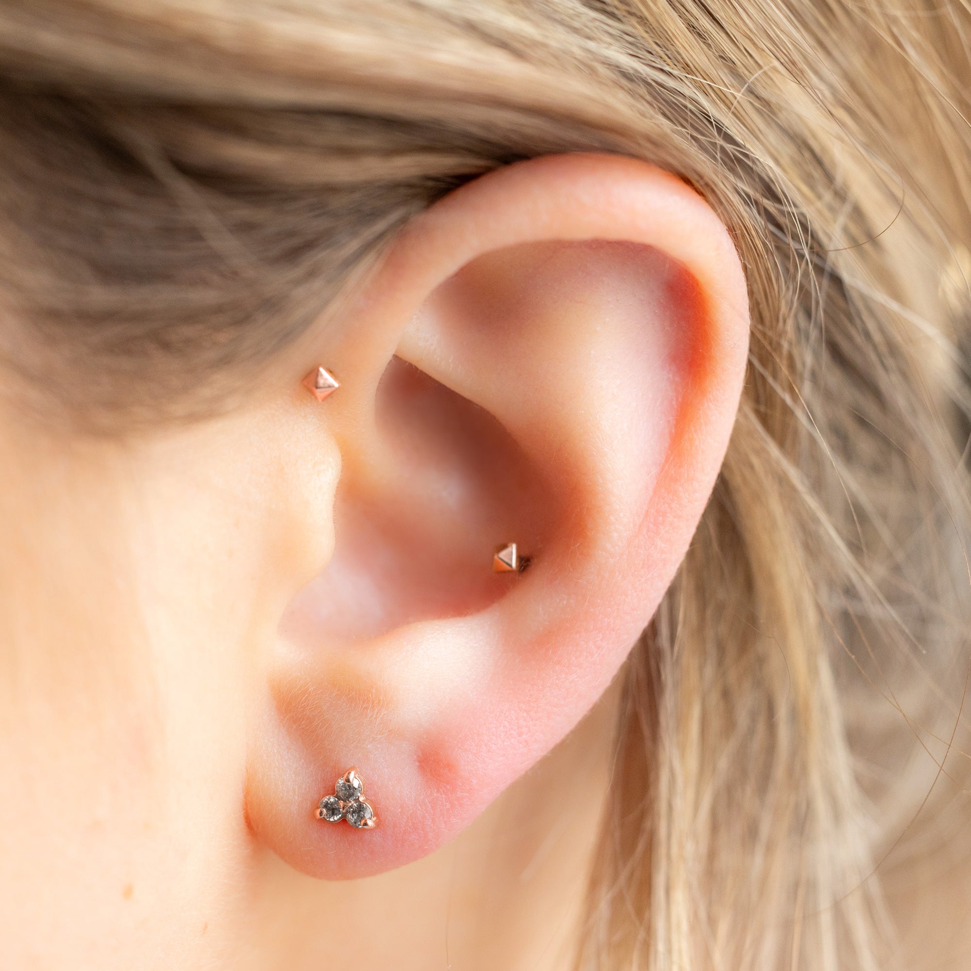 The Salt and Pepper Diamond Cluster Stud Earrings | Yellow, Rose or White Gold