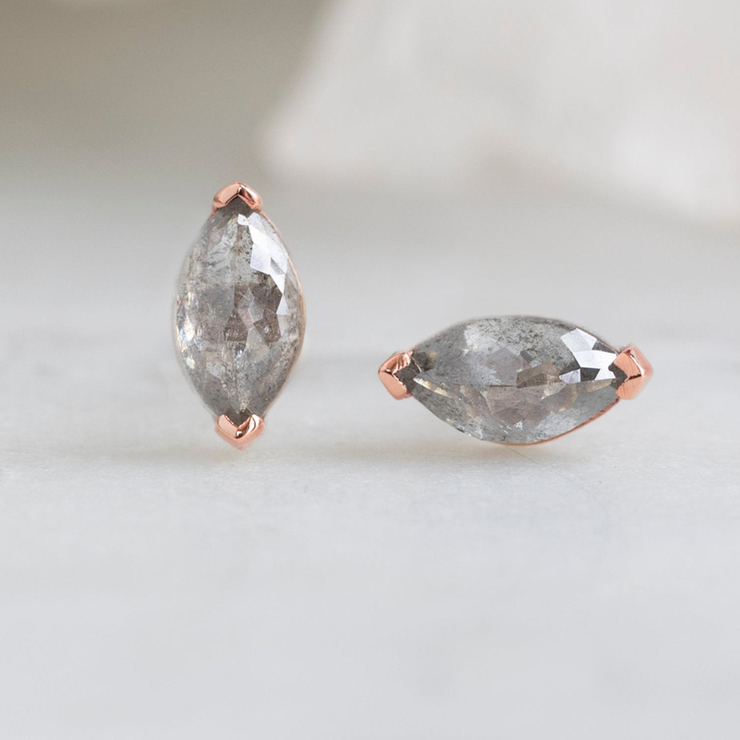 The Salt and Pepper Diamond Eye Stud Earrings | Yellow, Rose or White Gold