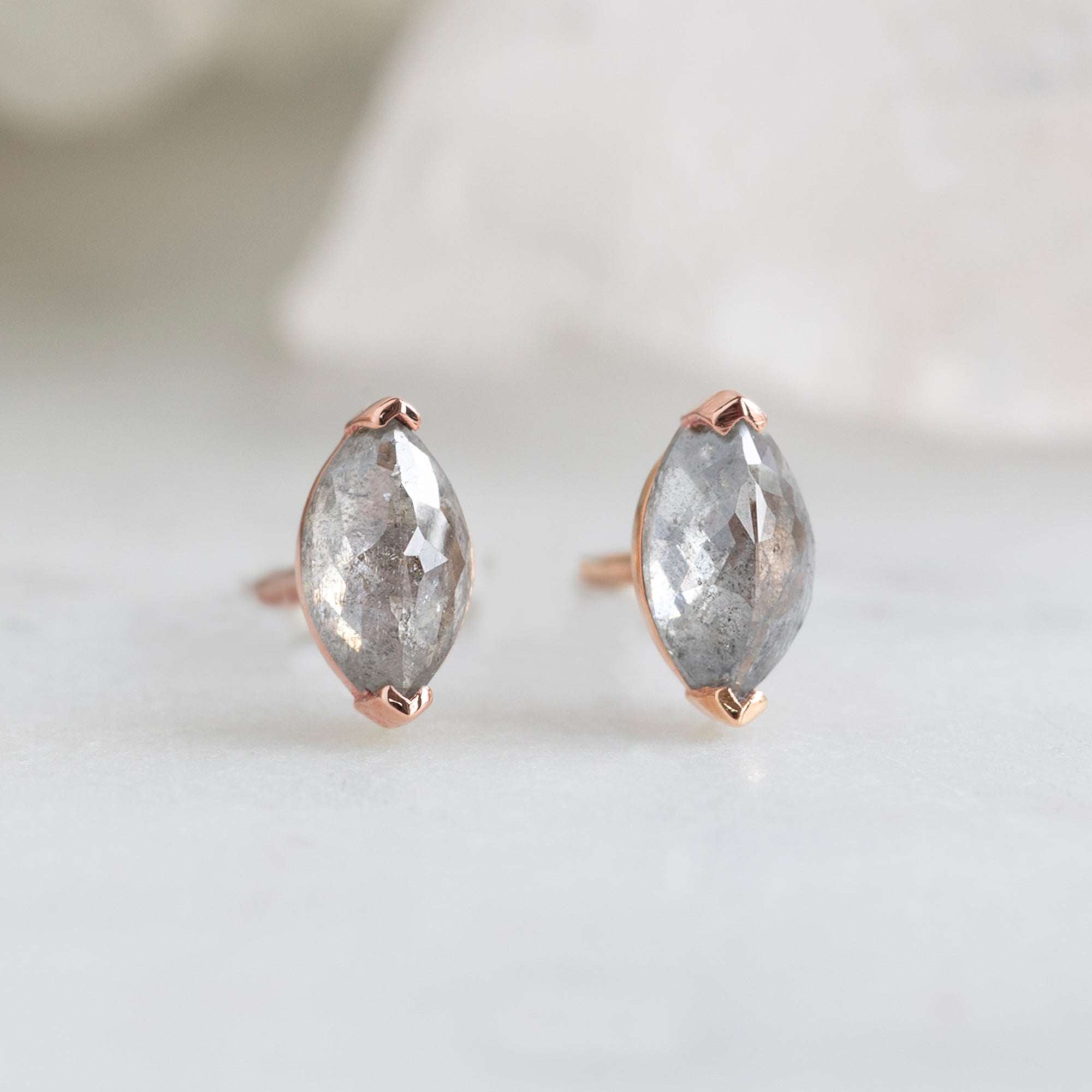 The Salt and Pepper Diamond Eye Stud Earrings | Yellow, Rose or White Gold