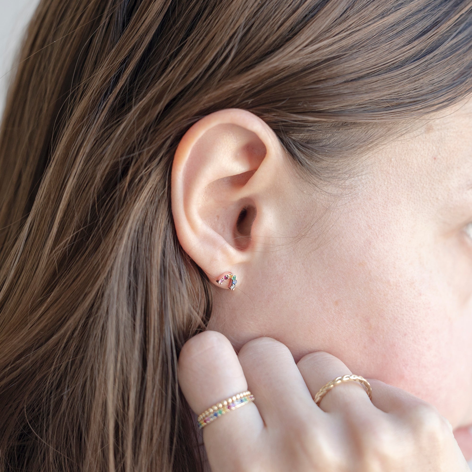 The Rainbow Sapphire Stud Earrings | Yellow, Rose or White Gold