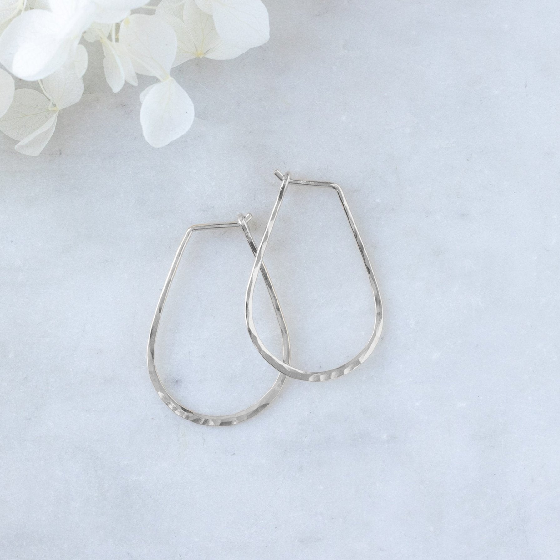 Small Horseshoe Hoop Earrings | Yellow, Rose, White or Sterling Silver